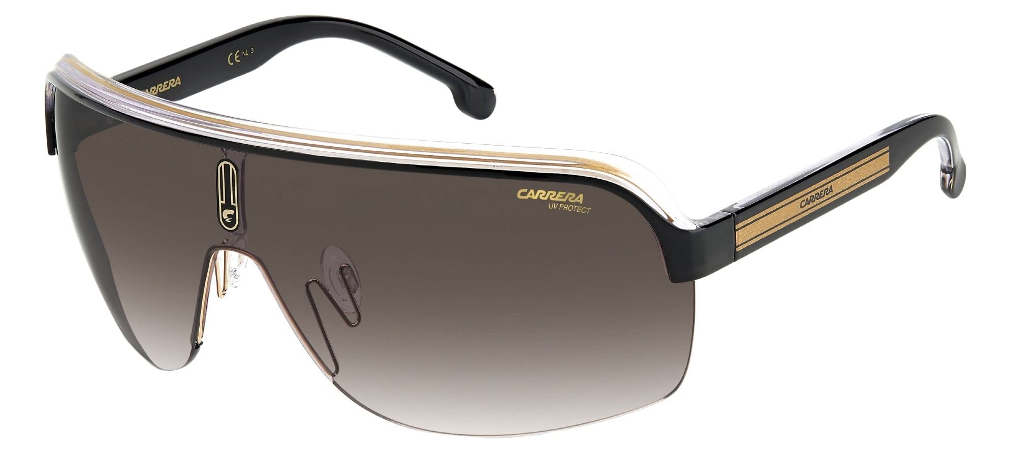 Carrera TOPCAR 1/N Black Gold/Brown Shaded 99/1/115 Men's Sunglasses - UV Protection Polarized Aviator Style for Driving & Outdoor Activities