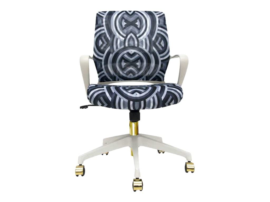 Eurotech Seating Elizabeth Sutton Collection Gramercy Echo Print Task Chair - White Frame with Gold Accents - Ergonomic Home Office Desk Chair for Work & Study - Perfect for Modern Workspaces & Home Offices