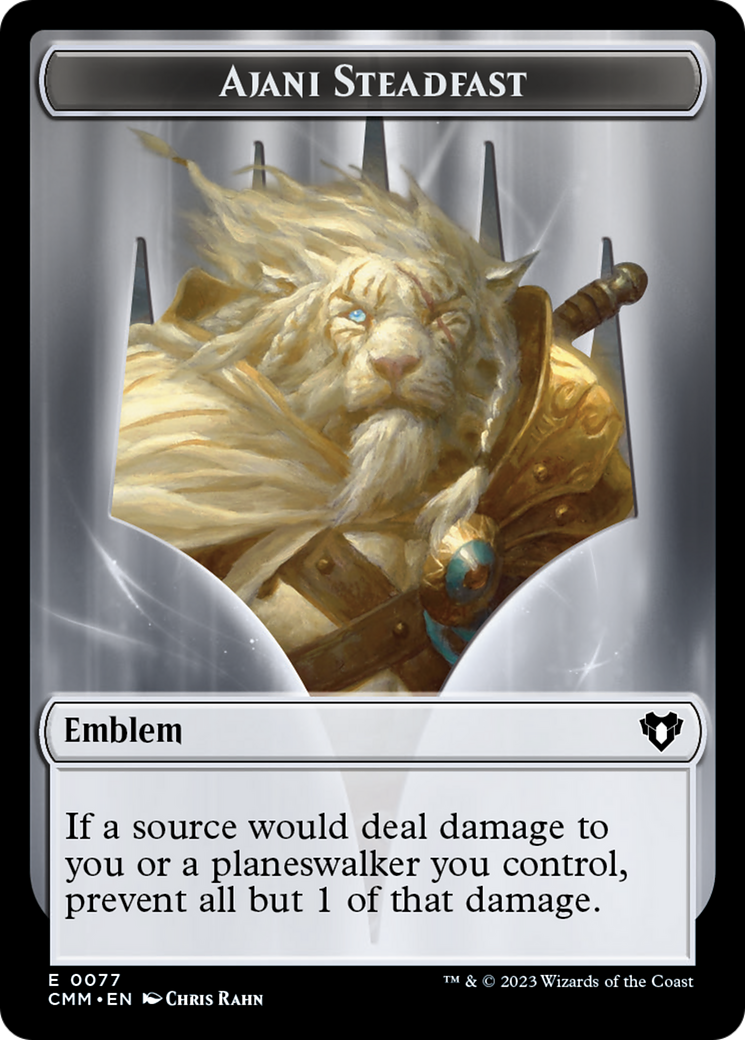 Magic: The Gathering - Ajani Steadfast Emblem & Wizard Double-Sided Token Card | Commander Masters MTG Tokens | Perfect for Commander, Modern & Casual Play