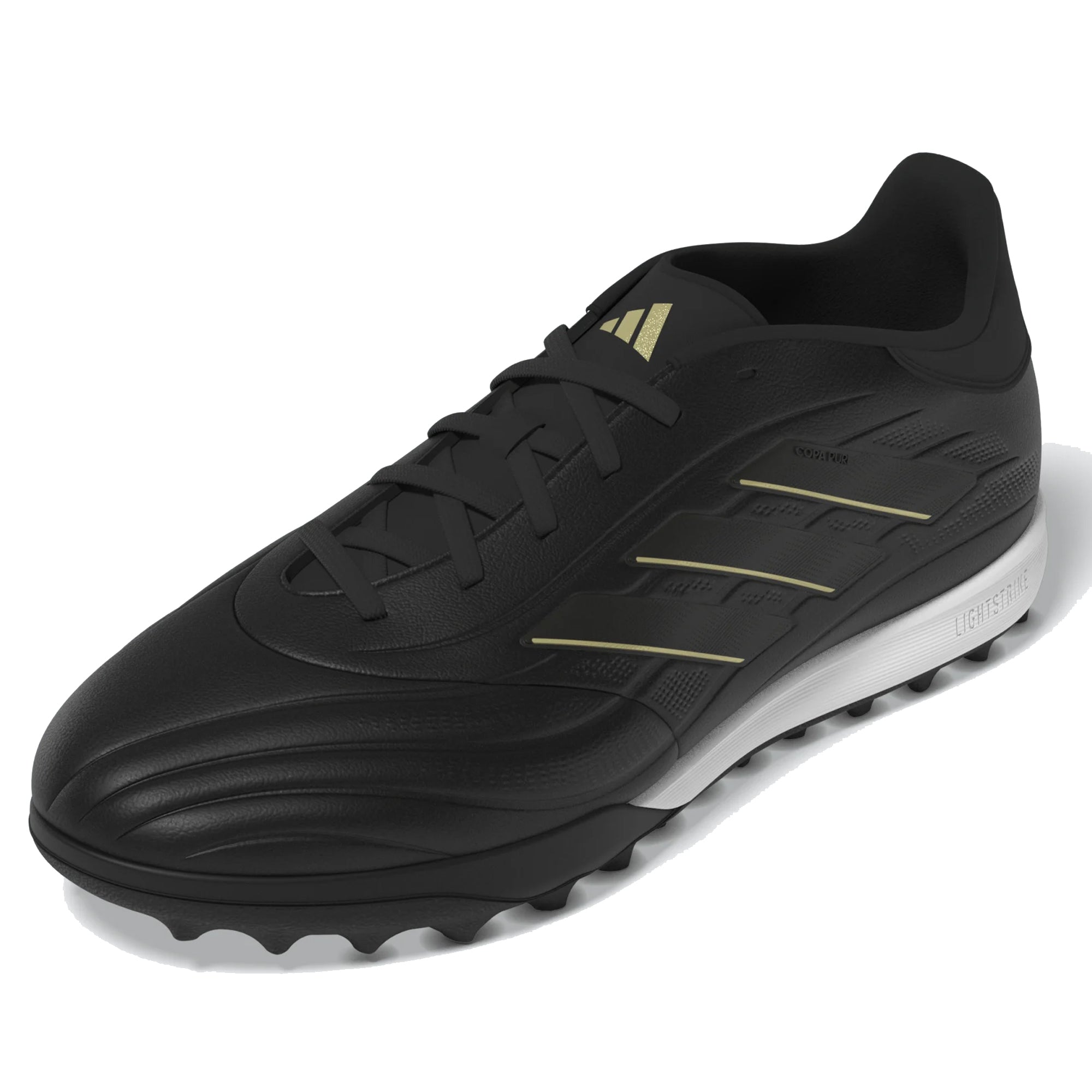 Adidas Copa Pure 2 League Turf TF Soccer Cleats - Black/Carbon/Gold Metallic - Men's Football Shoes for Artificial Grass - Perfect for Training & Matches on Turf Fields