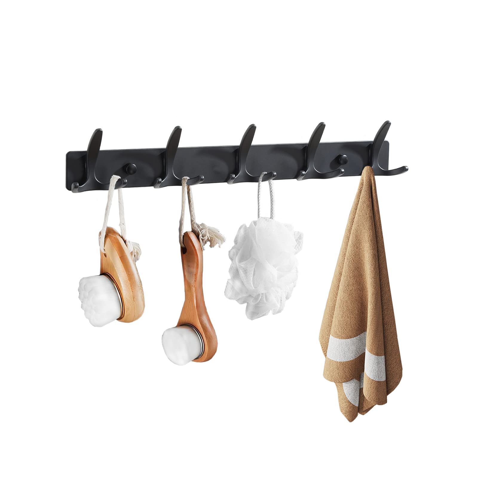 TUOHBOVA 15-Pack Black Aluminum Wall Hooks - Heavy Duty Towel Holder for Bathroom, Kitchen, Door & Garage - Space Saving Organizer for Hats, Coats, Keys & More