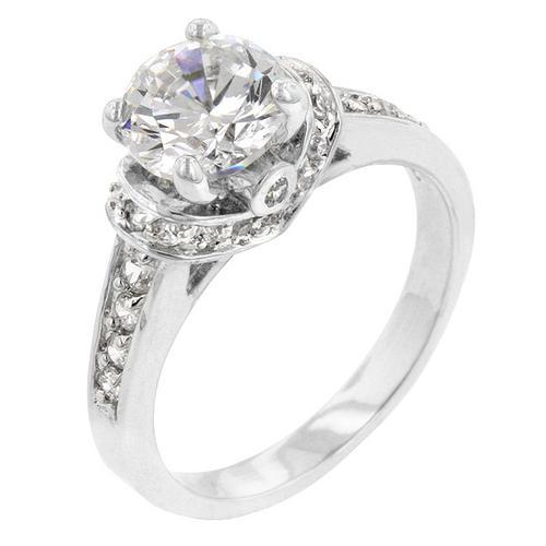 Elegant Rhodium Plated Regal Ring for Women | Vintage-Inspired Wedding Band, Anniversary Gift & Evening Party Jewelry | Hypoallergenic & Tarnish-Resistant