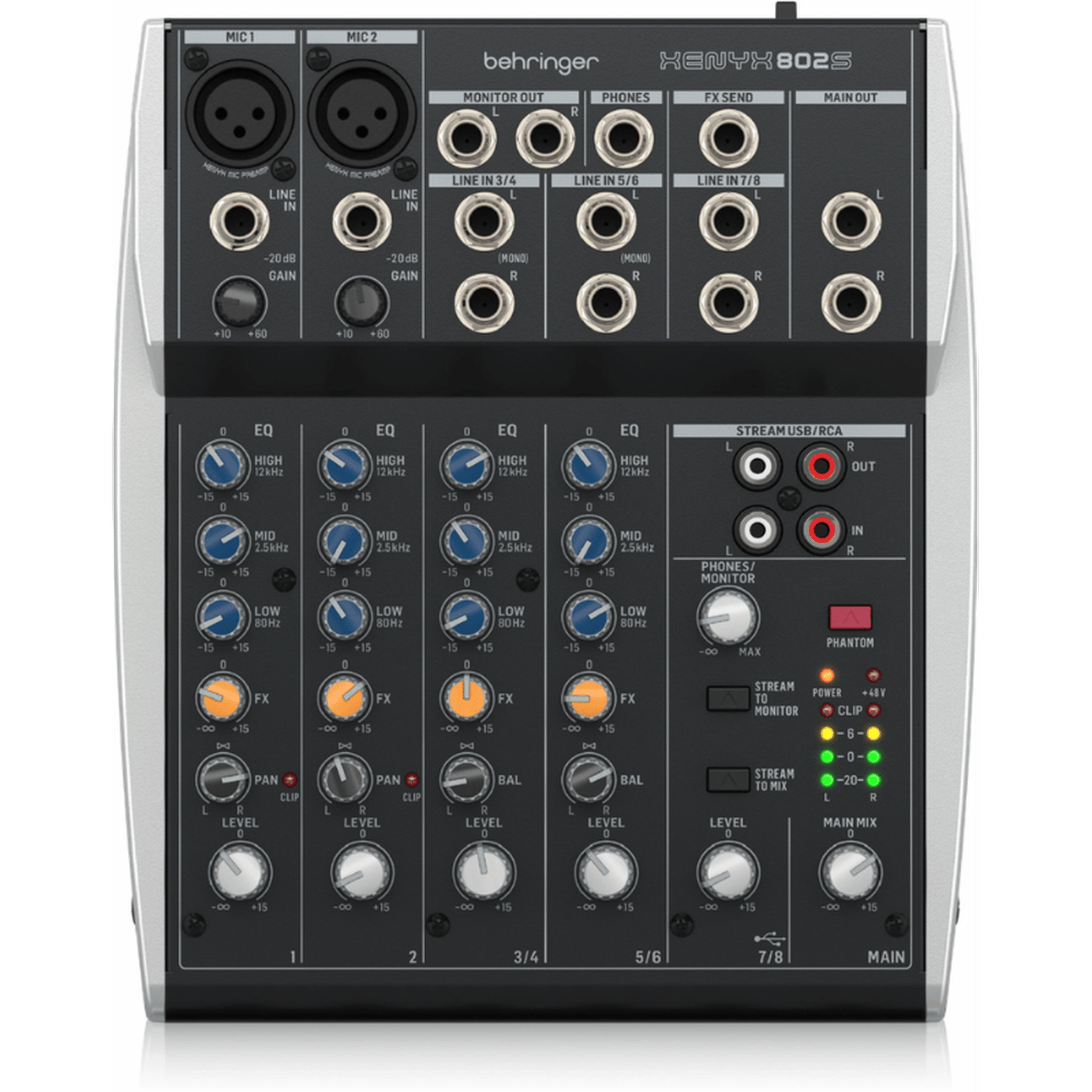 Behringer Xenyx 802S 8-Channel USB Audio Mixer for Live Sound, Podcasting & Home Studio Recording