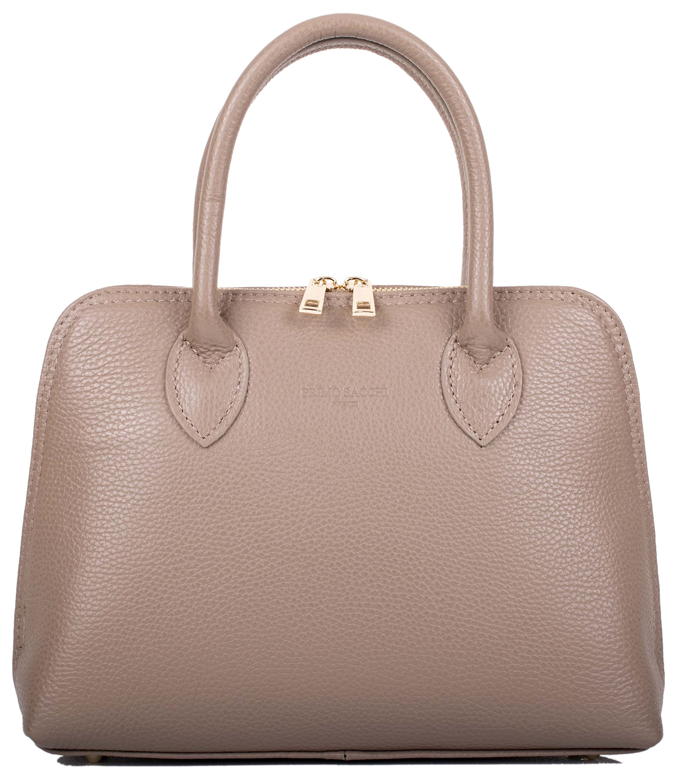 Primo Sacchi Designer Handbags for Women - Italian Genuine Leather Tote Bag - Medium Size Double Handle Zip Top Purse - Luxury Womens Handbag for Work, Travel & Everyday Use