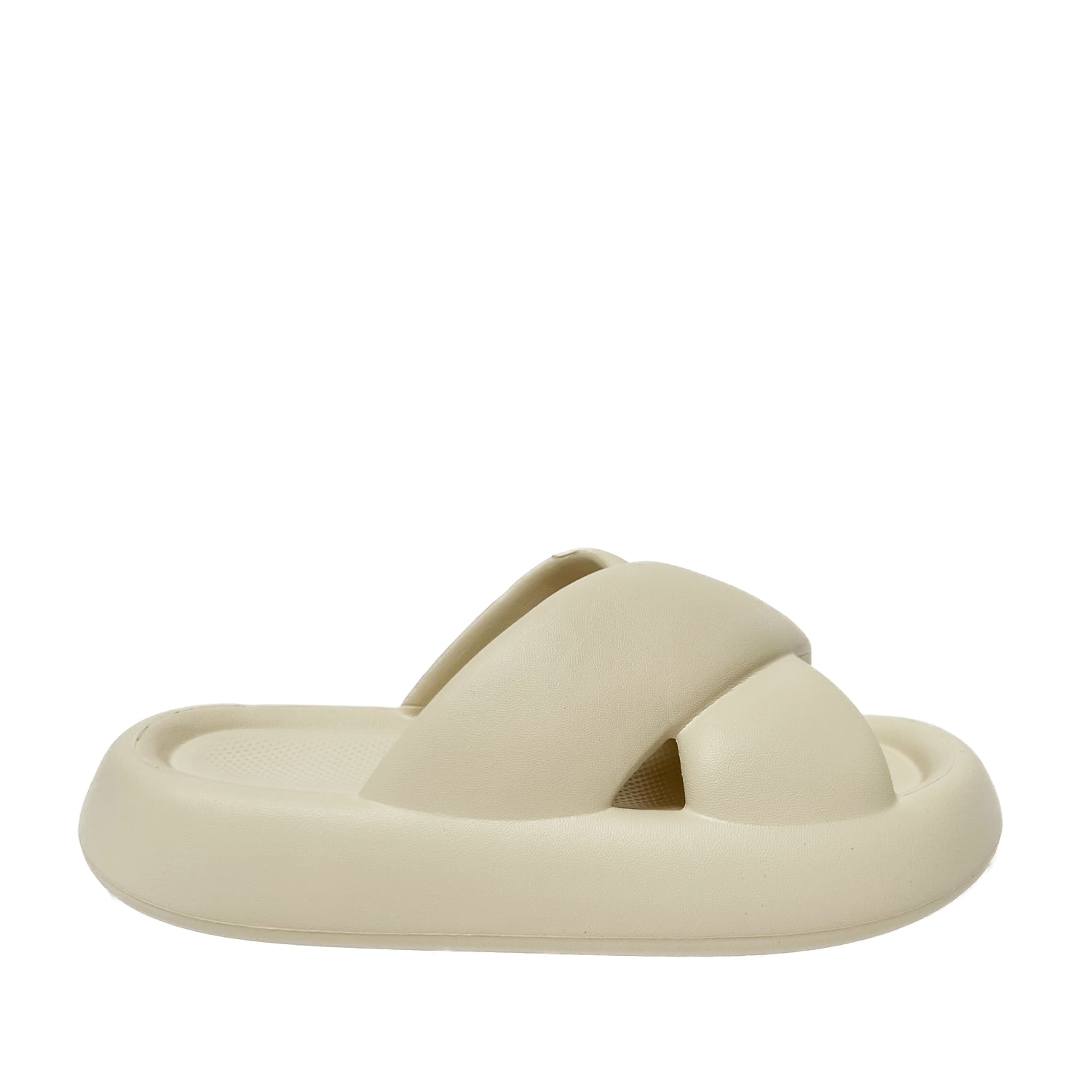 FLOOF Women's Puff Puff Slide Sandals in Cream - Comfortable Summer Slippers for Beach, Poolside & Home Wear