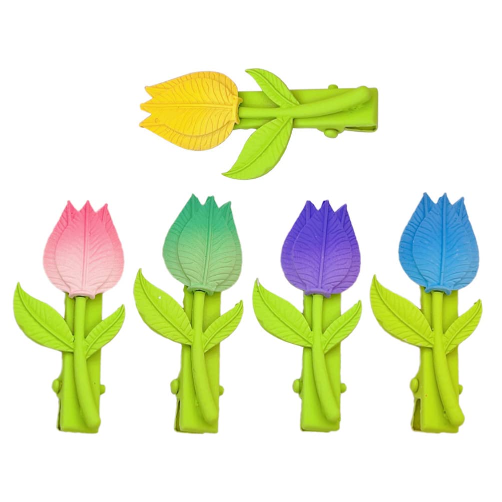 5pcs Tulip Hair Clips for Women & Girls - Floral Hair Accessories with Artificial Flowers - Perfect for Weddings, Parties & Everyday Style