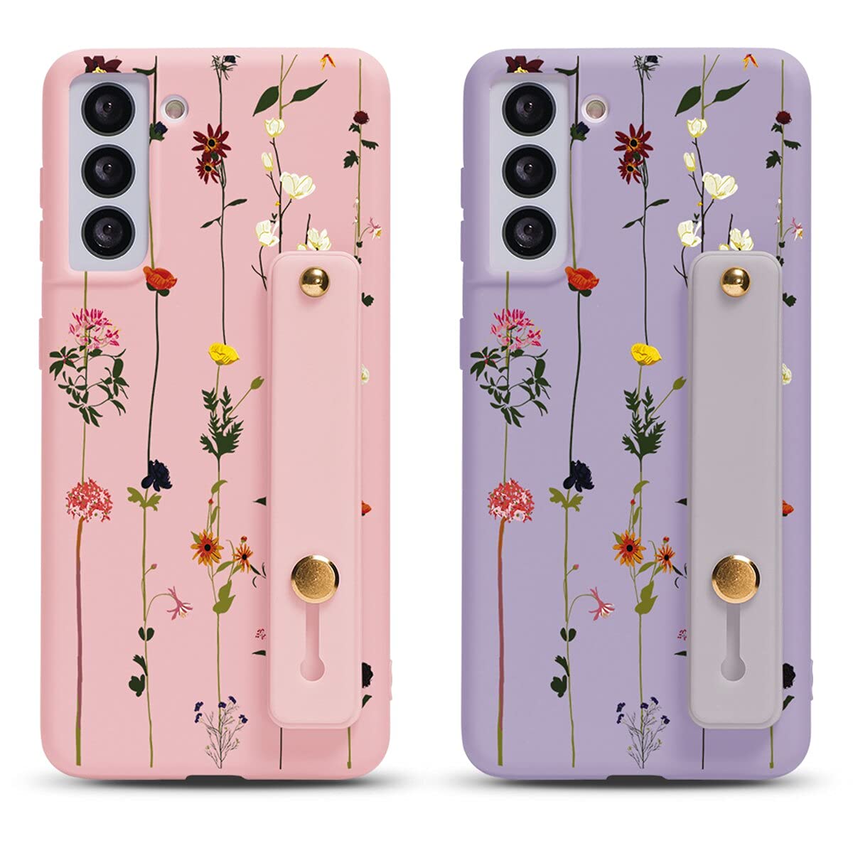 2 Pack Cute Vine Print Samsung Galaxy A40 Case with Wrist Strap - Soft Silicone TPU Shockproof Protective Cover for 5.9