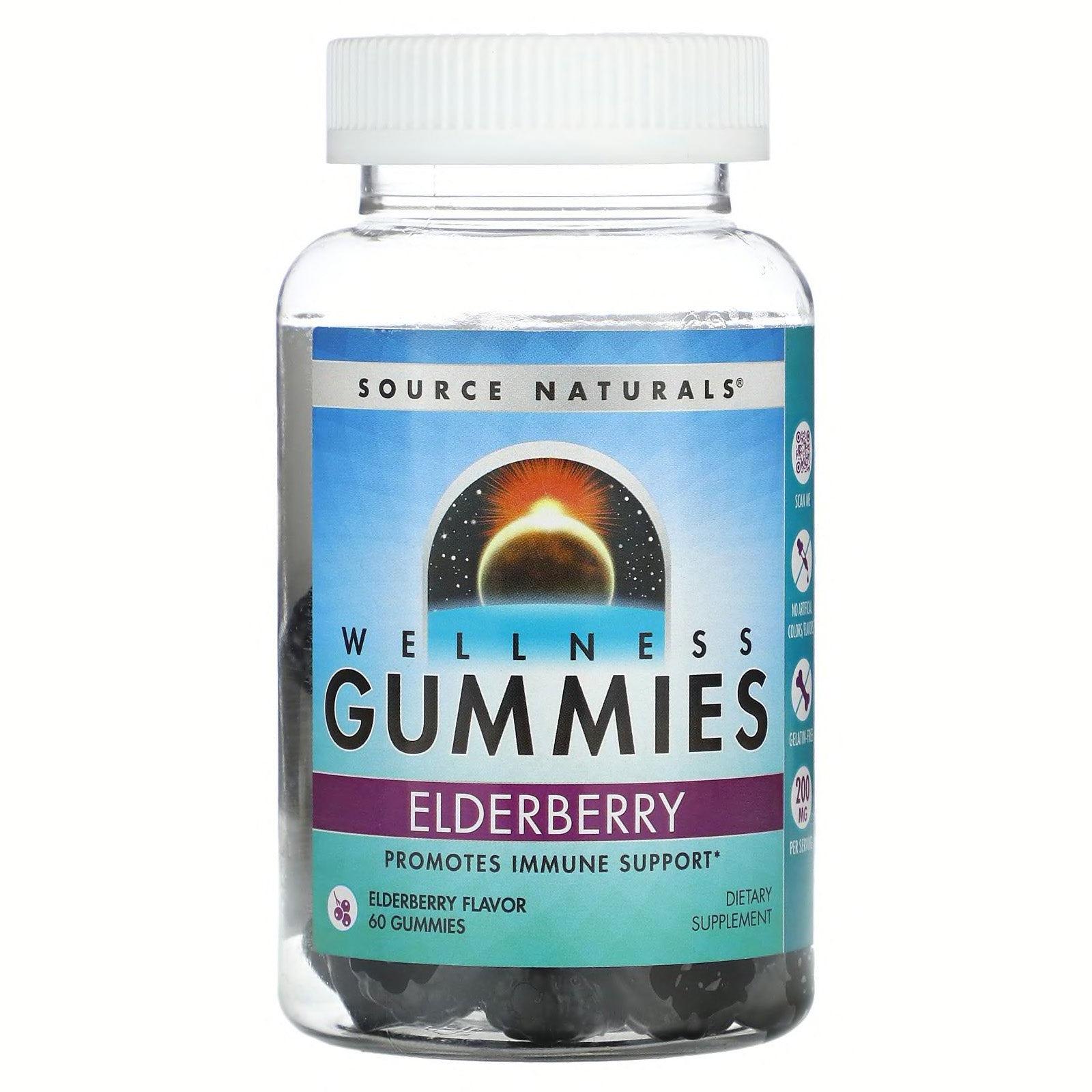 Source Naturals Elderberry Gummies for Immune Support - Delicious Berry Flavor for Kids & Adults - Perfect for Cold & Flu Season