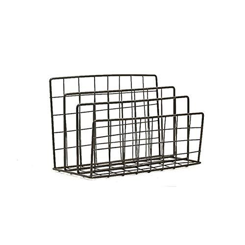 Black Metal 3-Slot Desktop Letter Sorter Organizer - Mail, Books, Files, Brochures & Postcards Holder - Perfect for Office, Home & School Organization