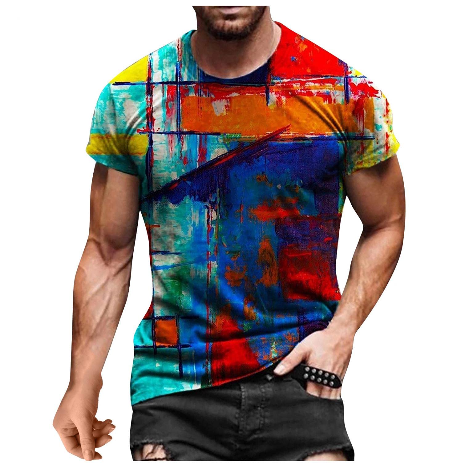 NOLDARES Men's Short Sleeve Casual T-Shirts - 3D Full Printed Crew Neck Tee for Streetwear & Summer Outfits | Perfect for Daily Wear, Parties, and Outdoor Activities