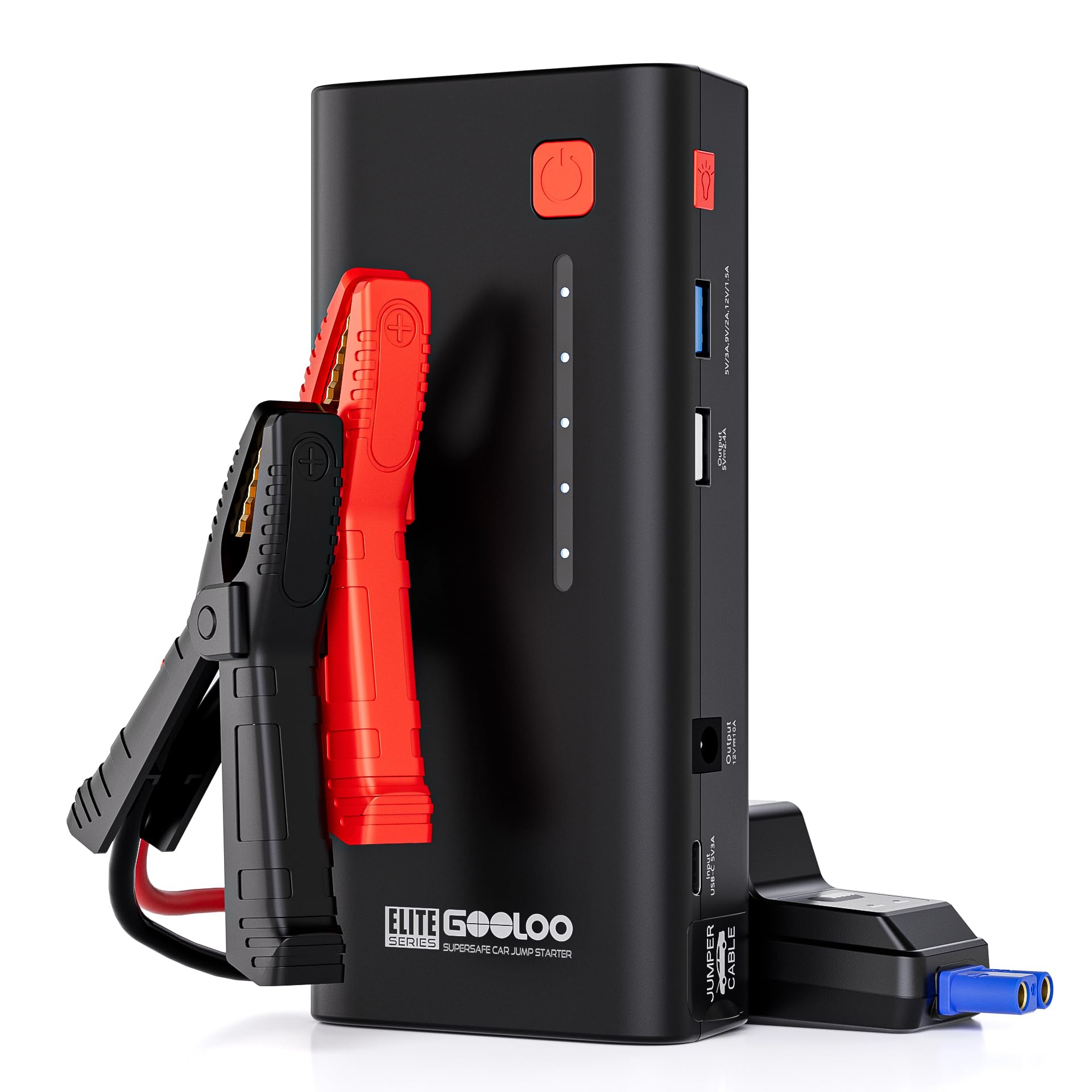GOOLOO 3000A Peak 12V SuperSafe Lithium Jump Starter - Portable Car Battery Booster Pack with Jumper Cables for Up to 8.5L Gas/6.0L Diesel Engines - Emergency Vehicle Jump Start for Cars, Trucks, SUVs, Boats & Motorcycles