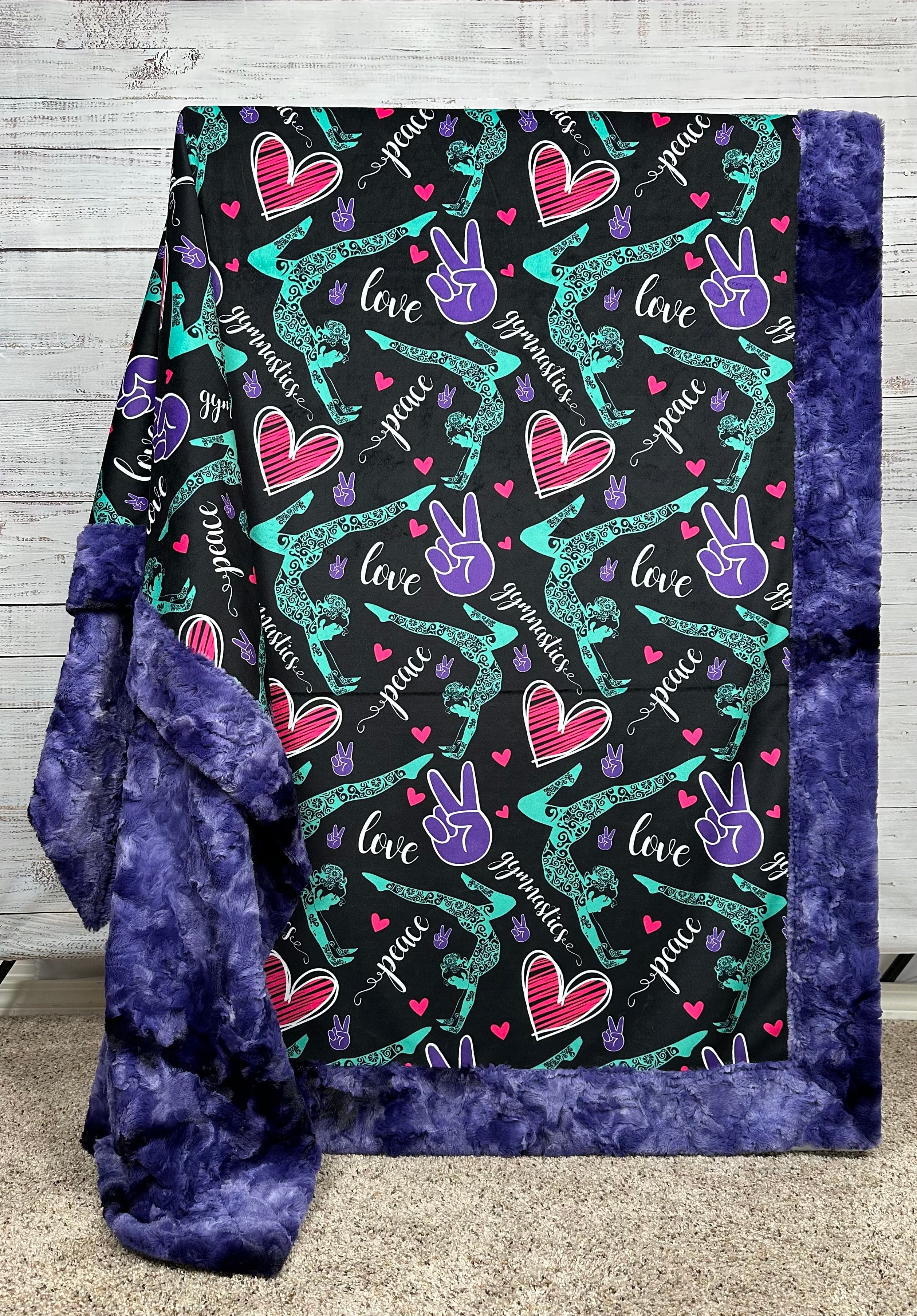 Premium Purple Luxe Large 55x79 Inch Minky Blanket for Gymnastics - Soft & Cozy Throw for Home, Gym, and Sports Recovery