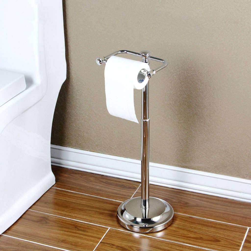 Stainless Steel Freestanding Toilet Paper Holder with Shelf - Space Saving Bathroom & Kitchen Organizer for Paper Towel Rolls, Napkins - Perfect for Small Spaces, RV, Dorm, Office