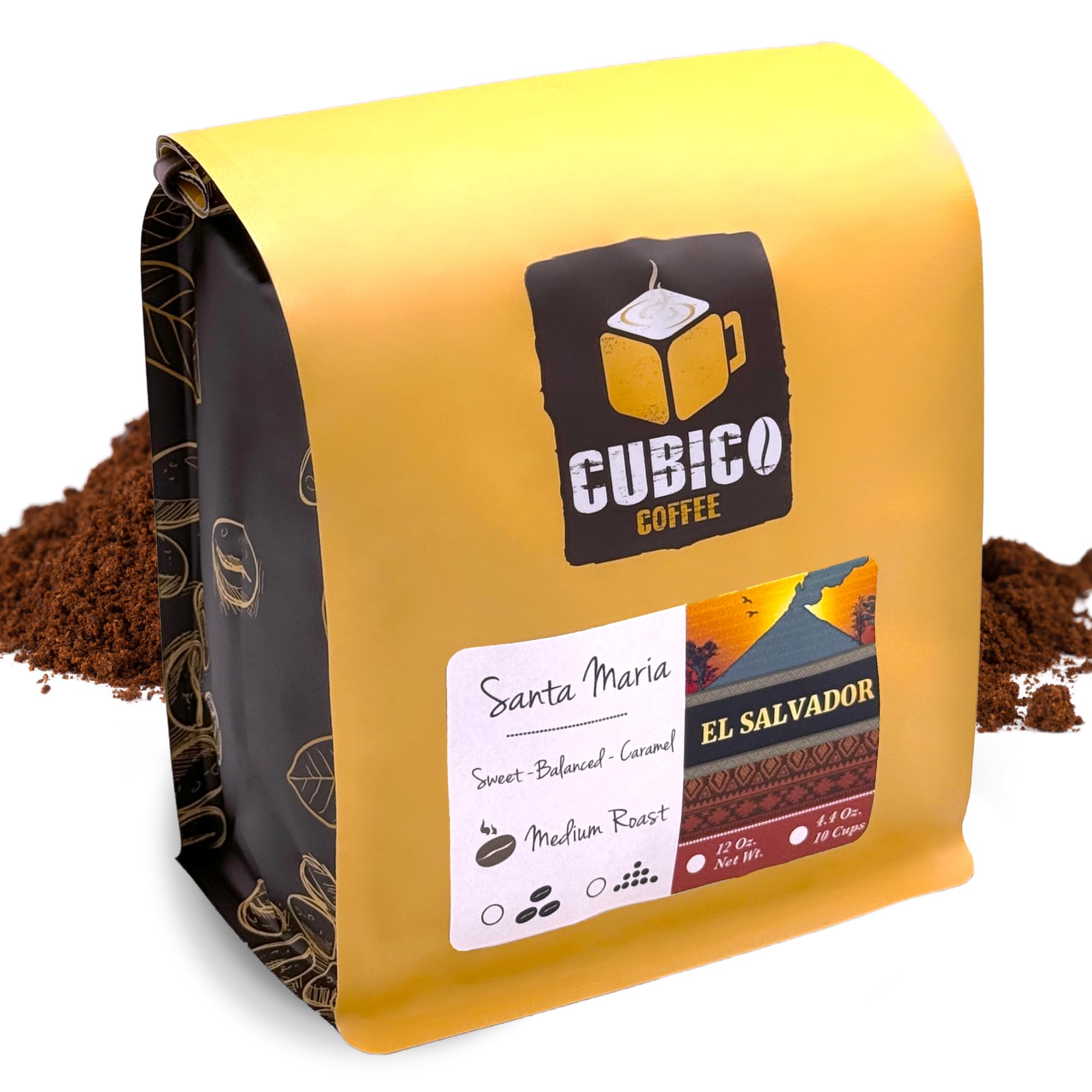 Premium El Salvador Single Origin Ground Coffee - Fresh Roasted, 12 Ounce Bag | Cubico Coffee | Perfect for Home Brewing, Office & Gifting