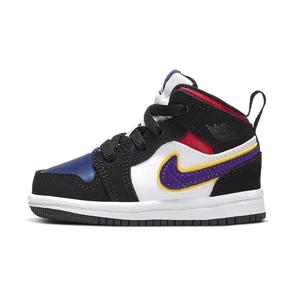Nike Jordan 1 MID SE TD Sneakers for Kids - Black/Field Purple/White/Gym Red (Size 5C) - Basketball Shoes for Boys & Girls - Perfect for School, Playground & Sports Activities