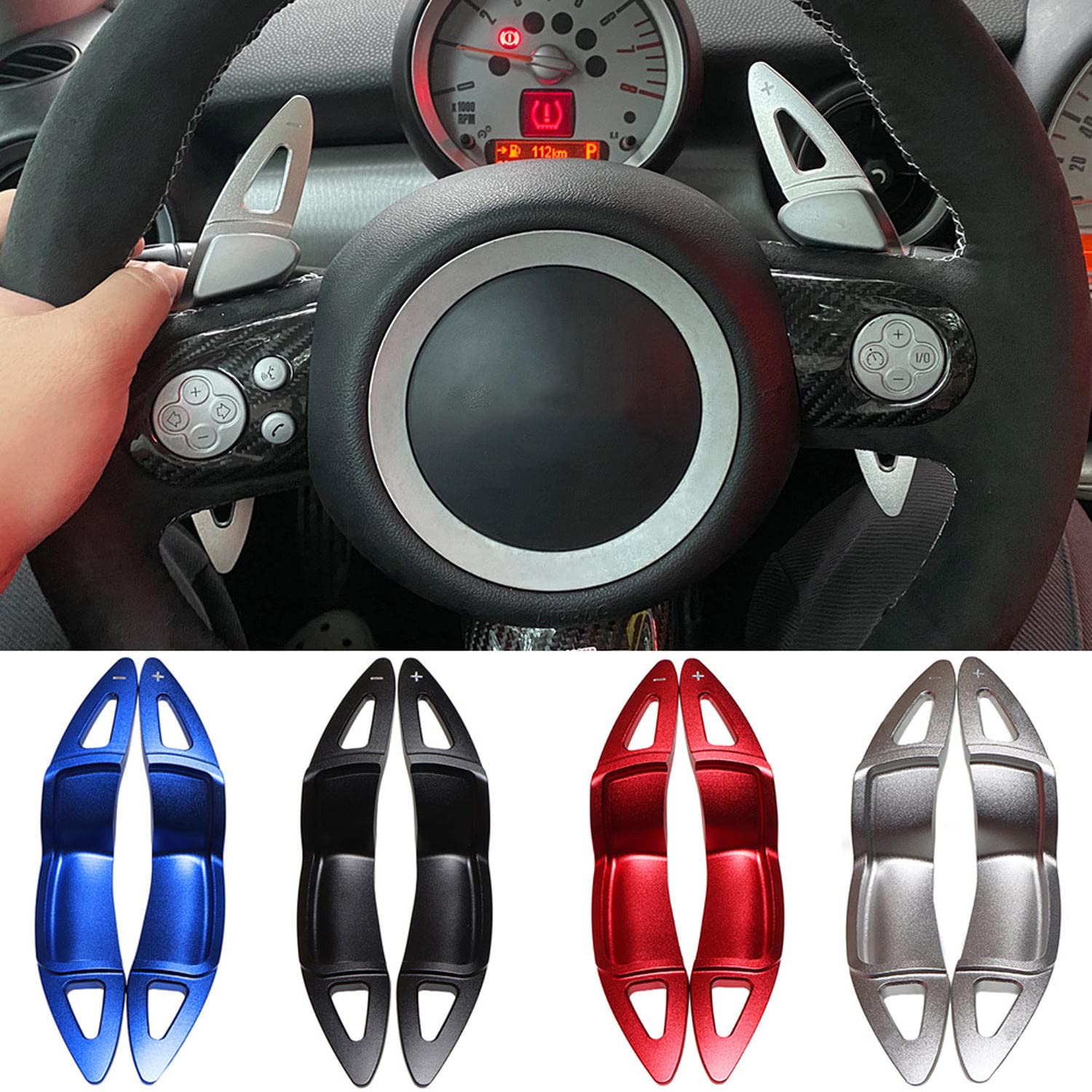 Extended Steering Wheel Paddle Shifters for Mini Cooper S JCW MK2 R55 R56 R57 R58 R59 R60 R61 - Compatible with Coupe, Paceman, Clubman & Countryman Models - Enhance Driving Performance for Racing & Sporty Driving