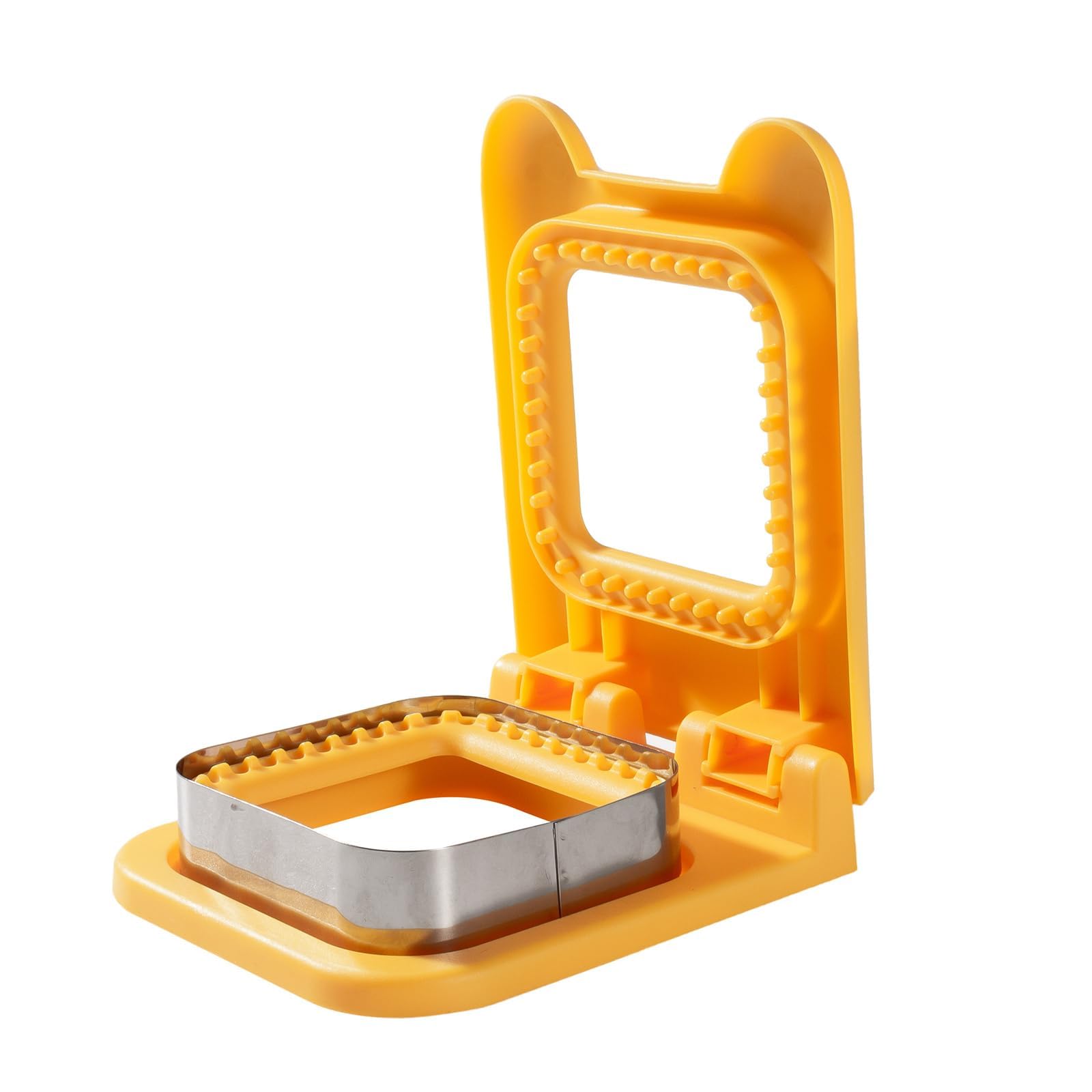 Square Sandwich Cutter and Sealer - Uncrustables Maker for Kids Lunch | Yellow Pocket Sandwich Tool for School Lunchables & Picnics