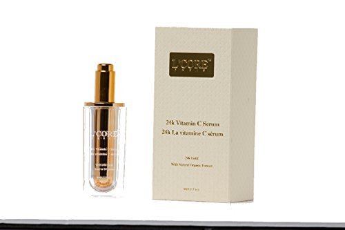 L'Core Paris 24K Gold Vitamin C & E Serum with Antioxidants & Hyaluronic Acid - Brightening & Anti-Aging Face Serum for Glowing Skin - Reduces Wrinkles & Dark Spots - 50ml/1.7oz - Perfect for Daily Skincare Routine & Nighttime Treatment