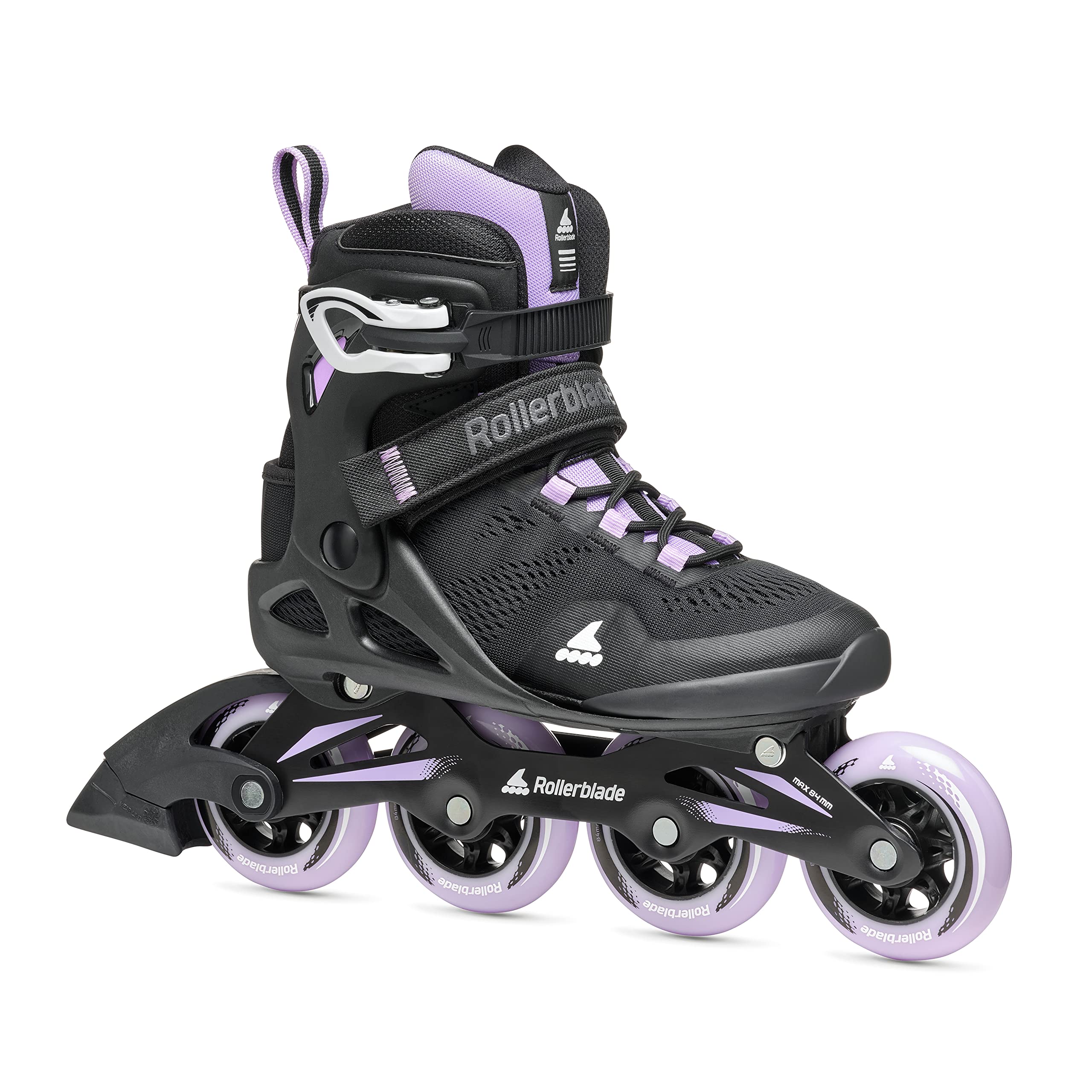 Rollerblade Macroblade 84 Women's Adult Fitness Inline Skates - Black & Lavender Performance Skates for Outdoor Exercise & Recreation