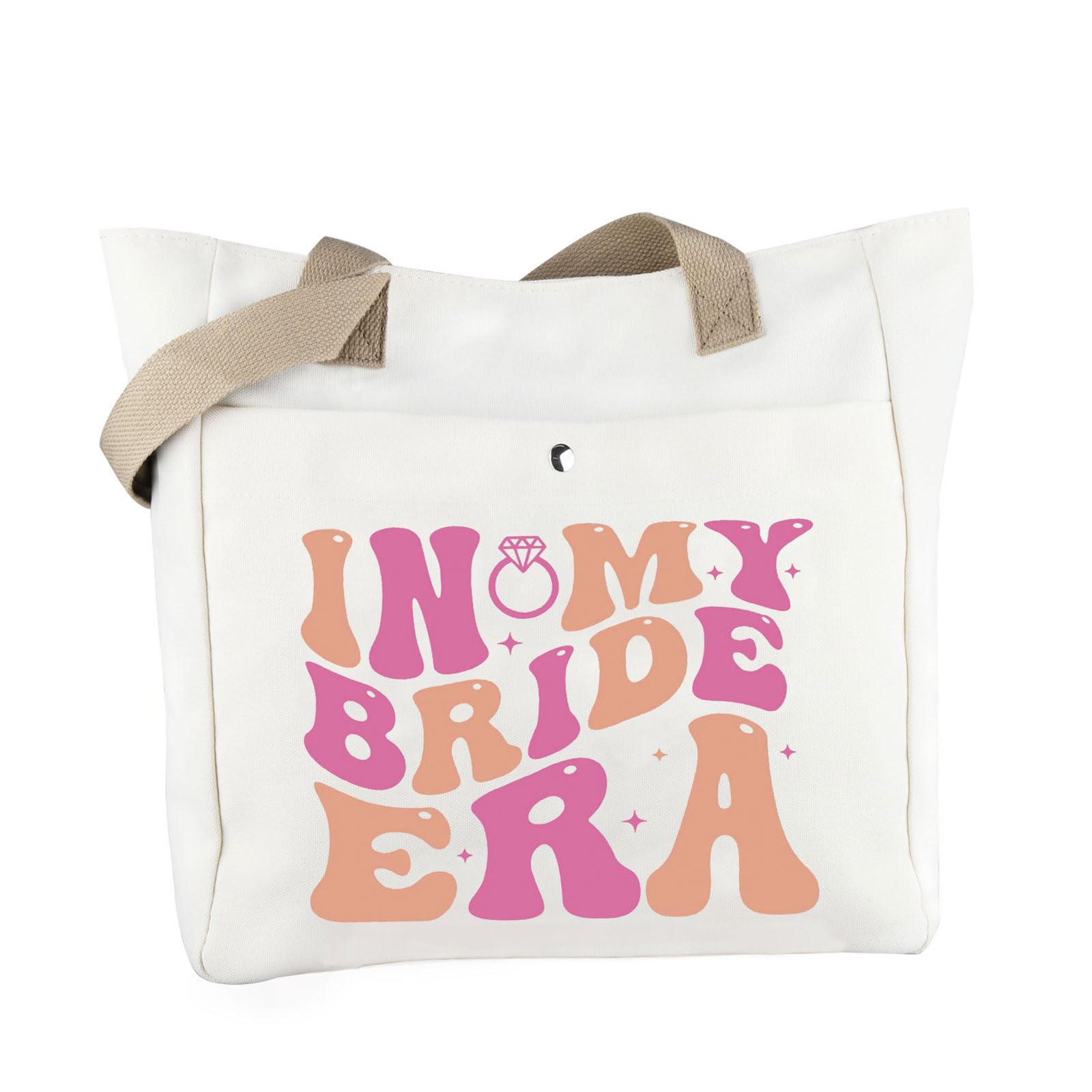 WCGXKO Bride Wedding Tote Bag - Perfect Bride To Be Gift, 'In My Bride Era' Beach Bag for Wedding Day & Bridal Shower - Great for Bachelorette Parties, Honeymoon Travel & Beach Weddings