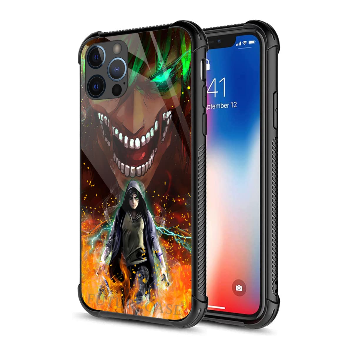 Levi Ackerman Manga Cartoon iPhone 11 Case - Shockproof Tempered Glass Cover with Eren Yeager Design | Perfect for Anime Fans & Attack on Titan Cosplay (Compatible with iPhone 11)
