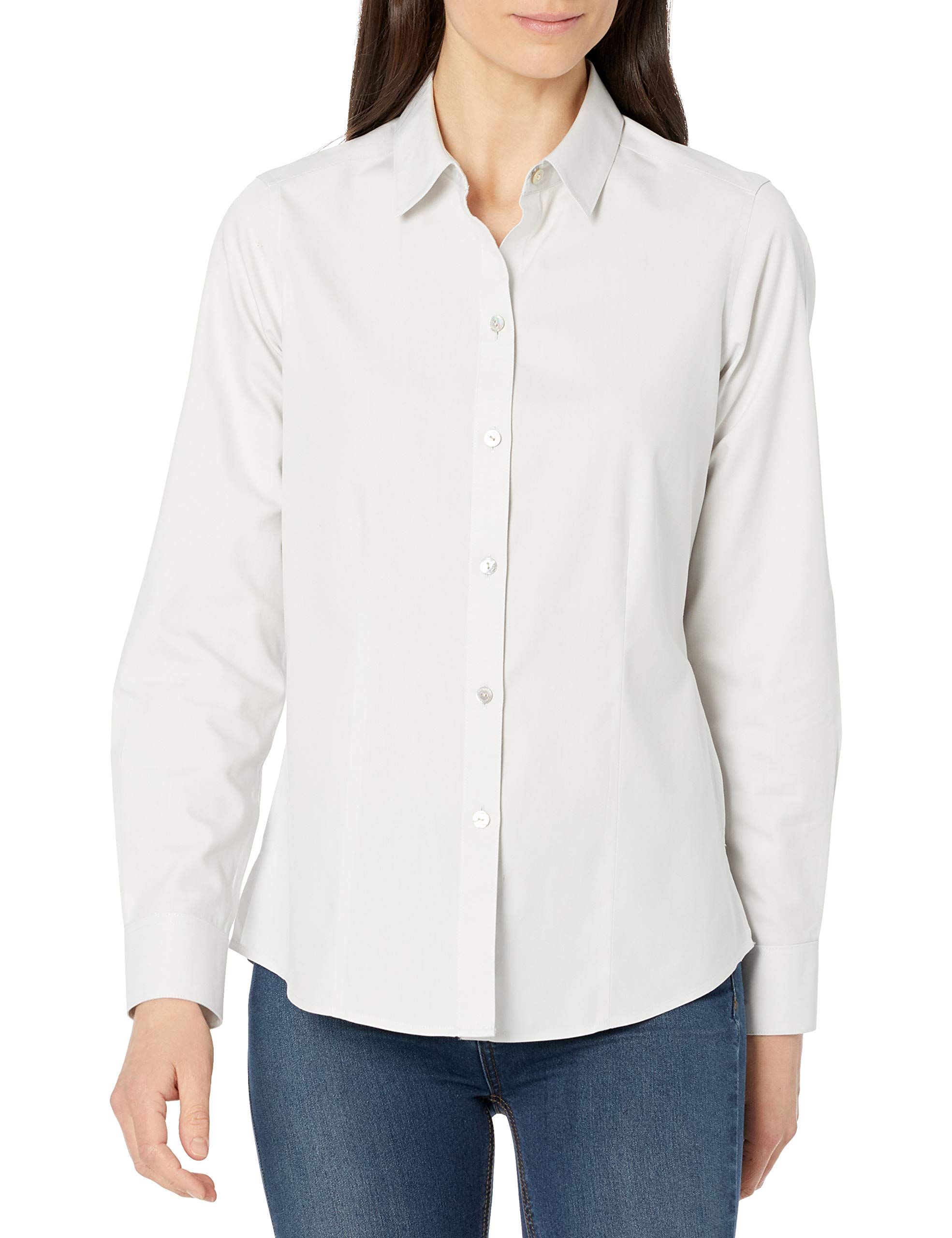 Foxcroft Women's Dianna Pinpoint Non-Iron Shirt - Wrinkle-Free Blouse for Office, Business & Formal Wear | Comfortable & Professional Work Attire