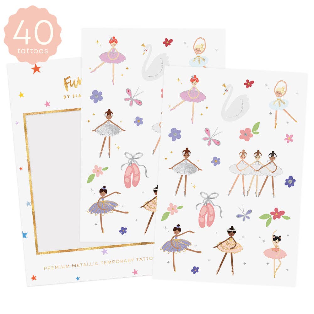 Elegant Ballerina Temporary Tattoos Pack - Waterproof Fake Tattoos for Kids & Adults - Perfect for Dance Performances, Costume Parties & Themed Events
