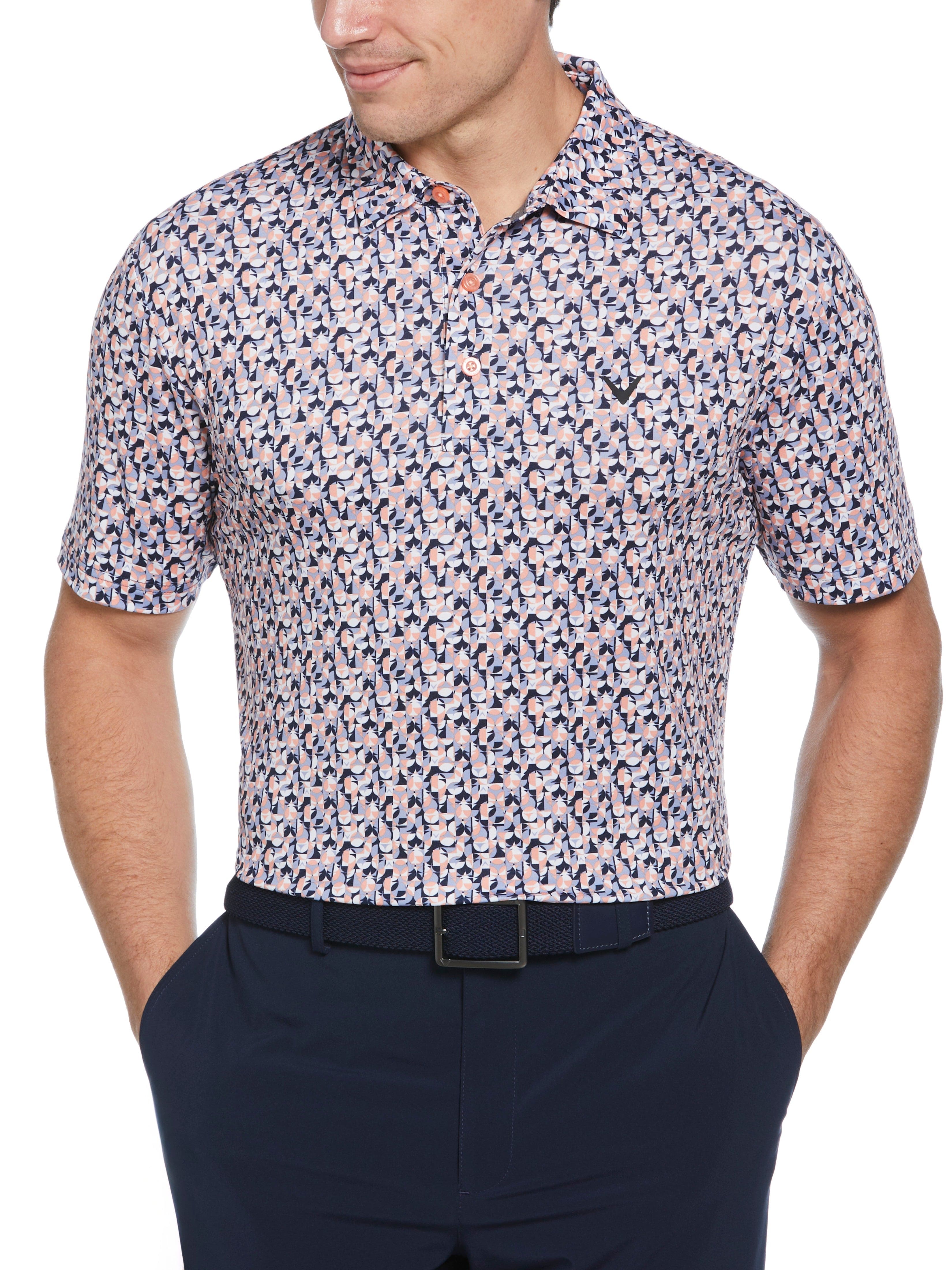 Men's Breathable All-Over Print Golf Polo Shirt - Moisture Wicking & UV Protection - Perfect for Golf, Casual Wear & Outdoor Activities
