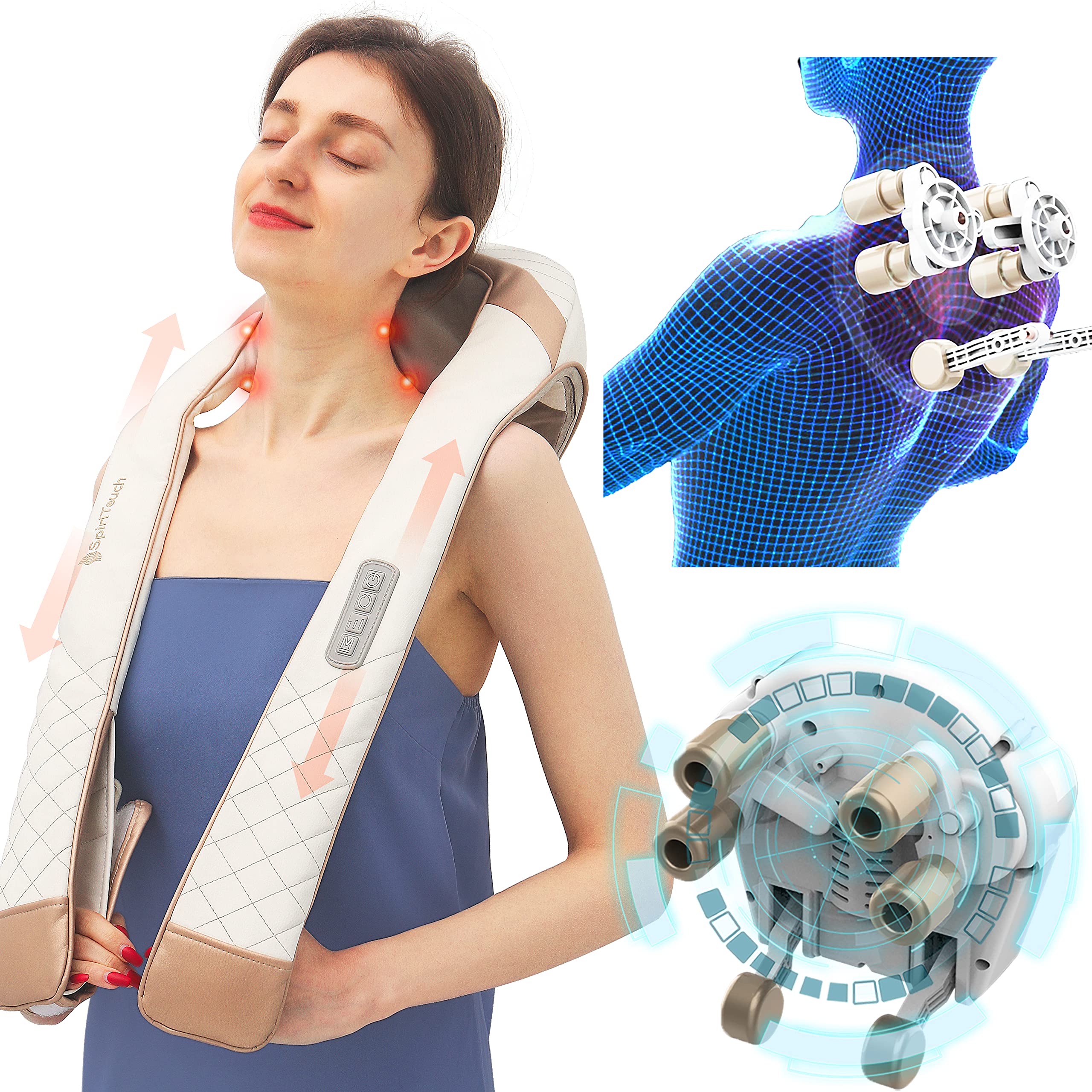 4D Shiatsu Neck and Back Massager for Pain Relief - Deep Tissue Kneading Massage for Shoulder & Neck Pain - Perfect Gift for Women, Men, Mom & Dad - Use at Home, Office or Travel