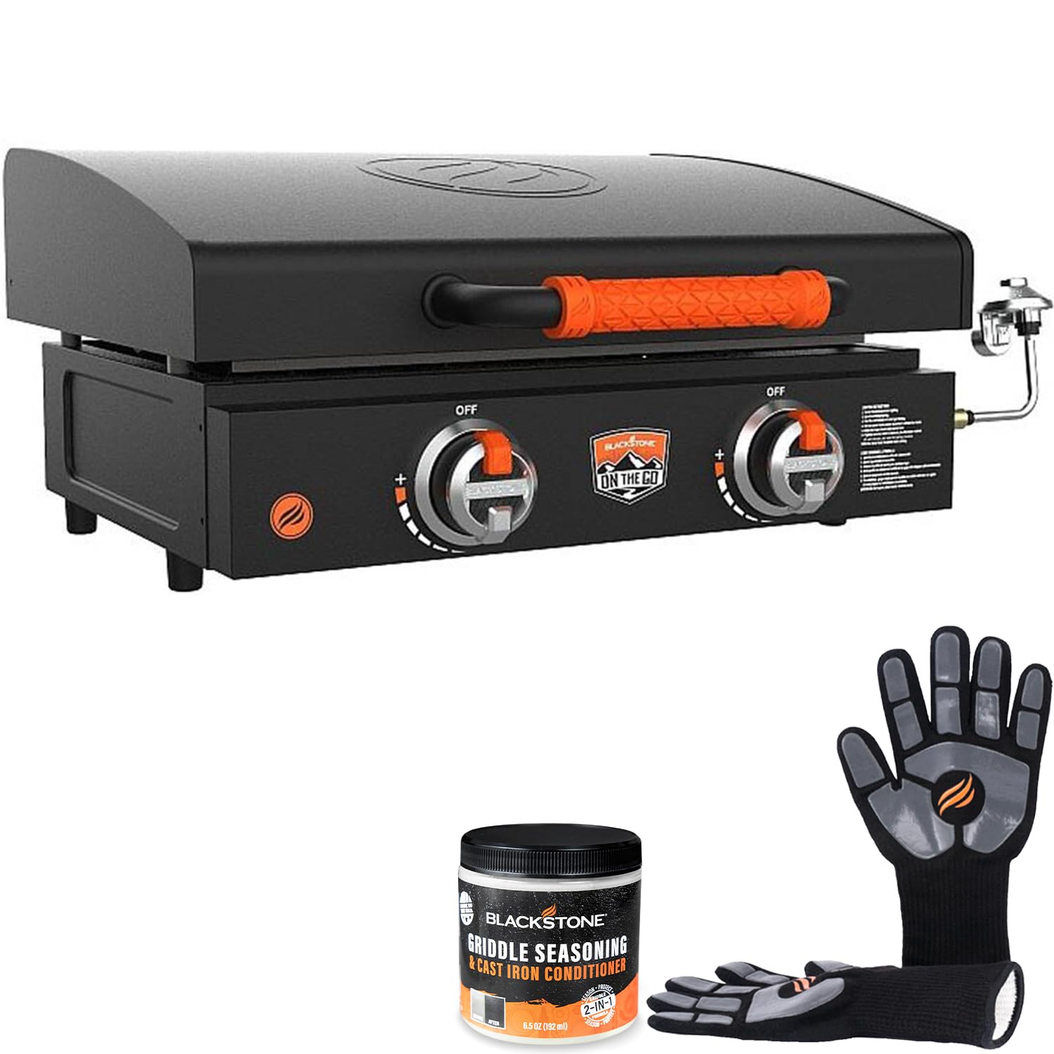 22 Inch Blackstone Griddle with Lid - Nonstick Tabletop Gas Griddle for Outdoor Cooking | Includes Blackstone Seasoning, Conditioner & Gloves | Perfect for Camping, Backyard BBQs & Tailgating Parties