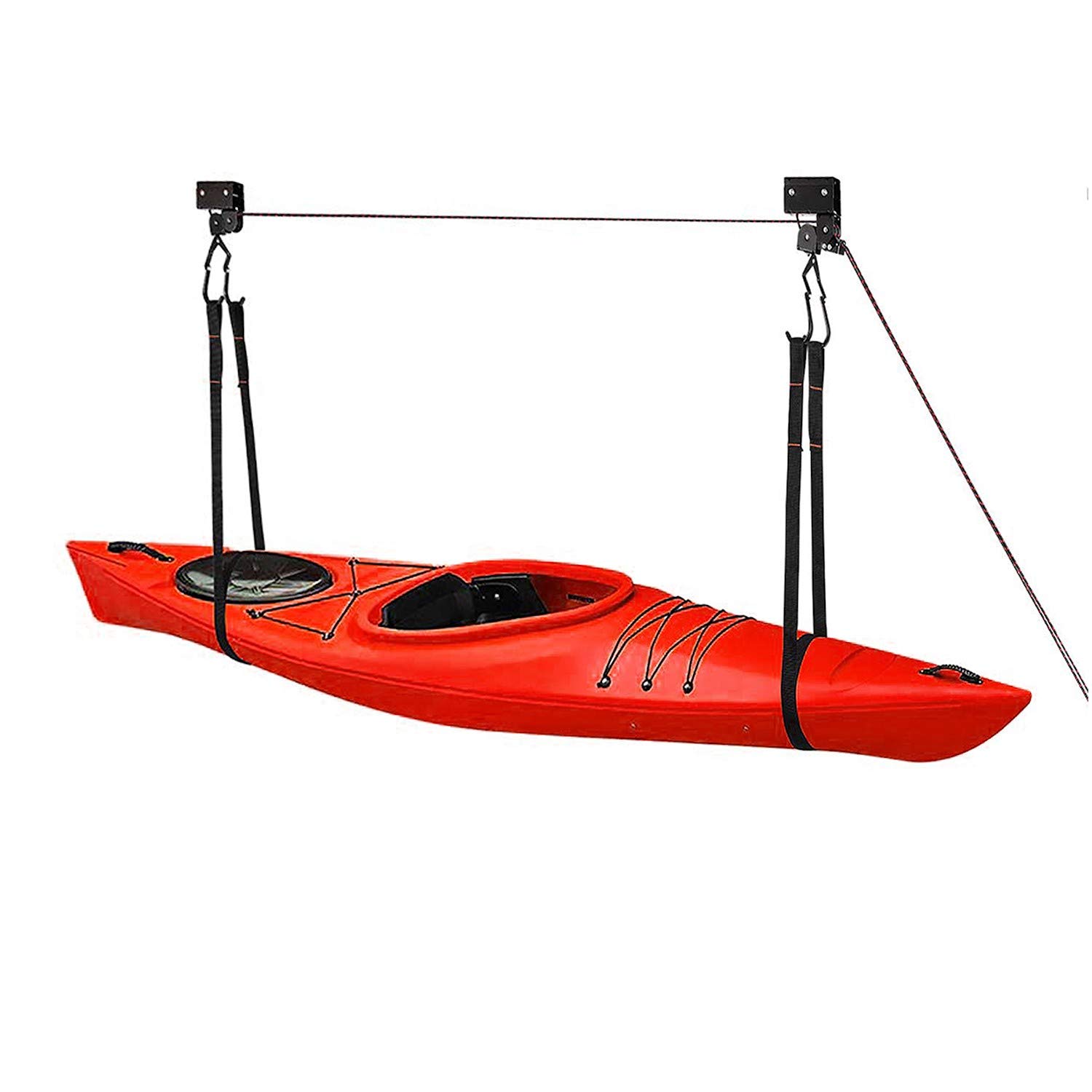 Premium Kayak Storage Stand & Hanging Hoist Lift - Heavy Duty Kayak Rack for Garage, Outdoor, or Shed Storage | Secure & Space-Saving Kayak Organizer for Paddling Enthusiasts