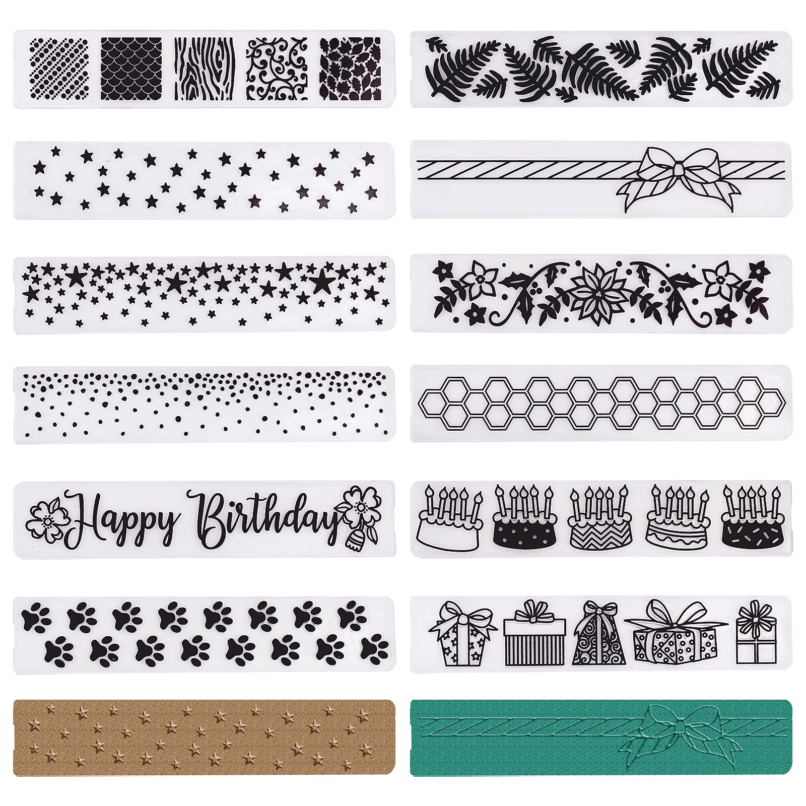 12Pcs Birthday Themed Plastic Embossing Folders for DIY Card Making - Scrapbooking Templates for Christmas, Thanksgiving Cards & Photo Album Decor - Perfect for Handmade Greeting Cards, Invitations, and Craft Projects