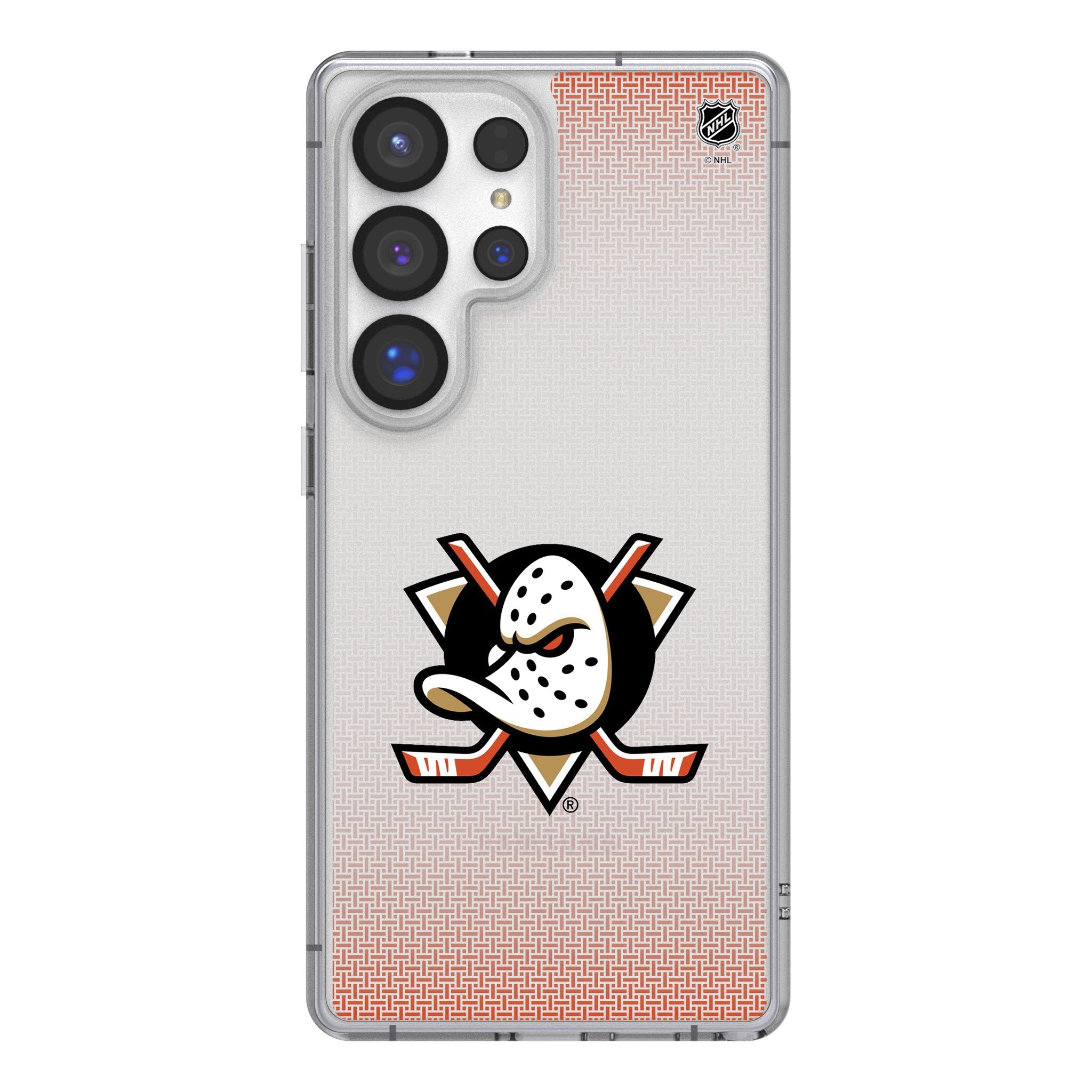 Anaheim Ducks Clear Phone Case for Samsung Galaxy - Durable Linen Texture Protective Cover for iPhone 13/14/15 Pro Max - Perfect for Hockey Fans & Everyday Use