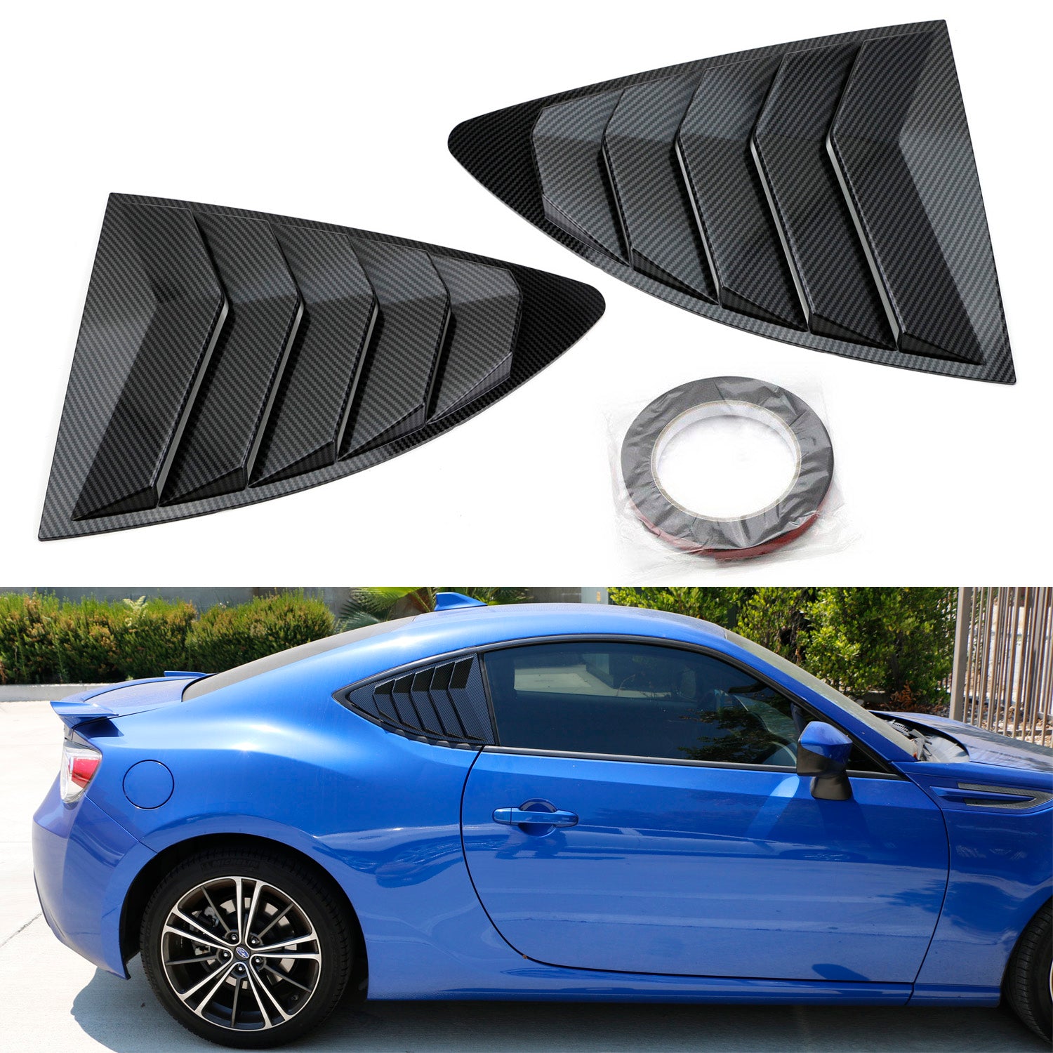 Carbon Fiber Rear Side Window Vents/Louvers for 2013-2021 Scion FR-S, Toyota 86 & Subaru BRZ - Lightweight Aerodynamic Upgrade for Sporty Style & Improved Airflow