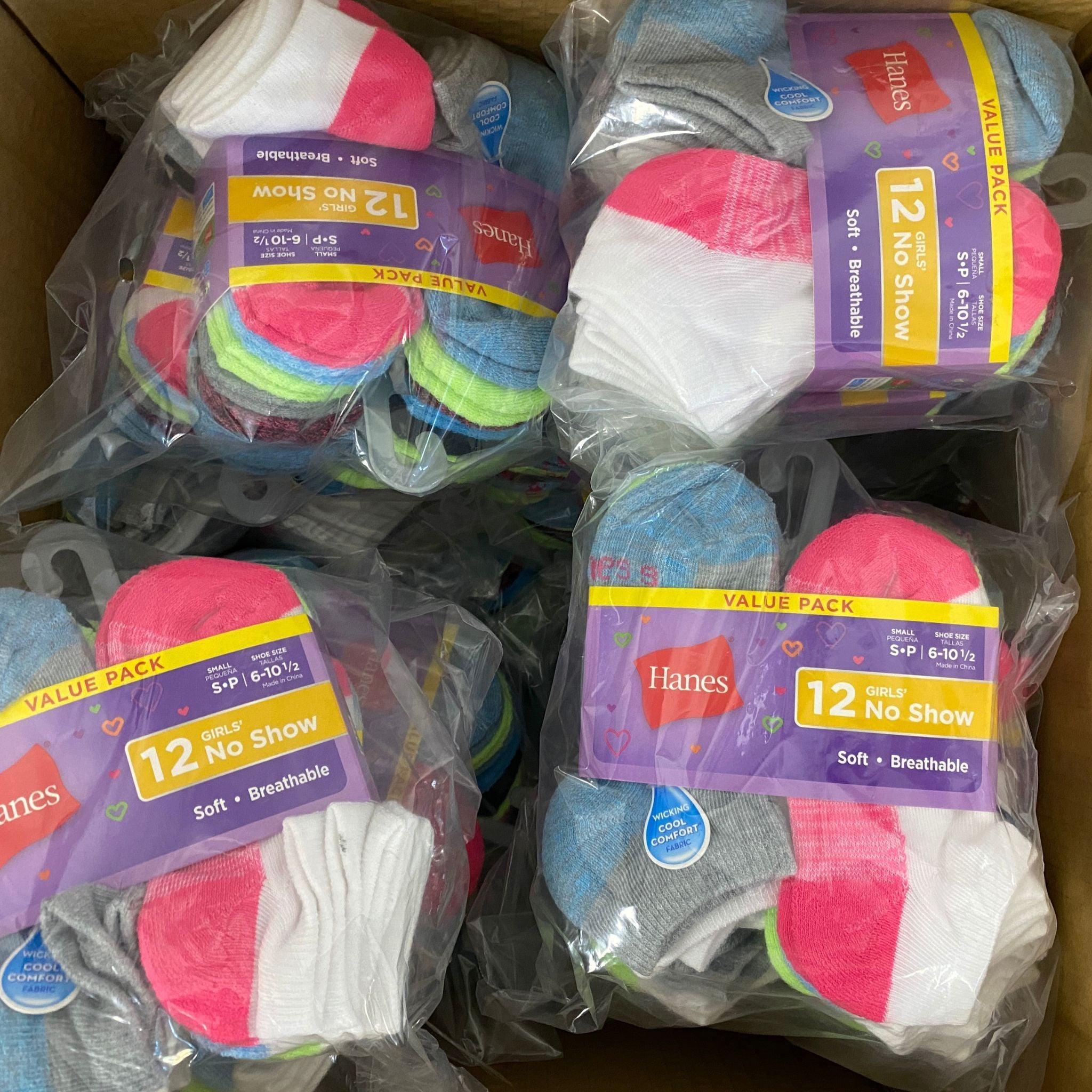 Hanes Girls' Cotton Socks 12-Pair Pack (24 Packs/Case) - Soft & Comfortable School & Everyday Wear for Kids