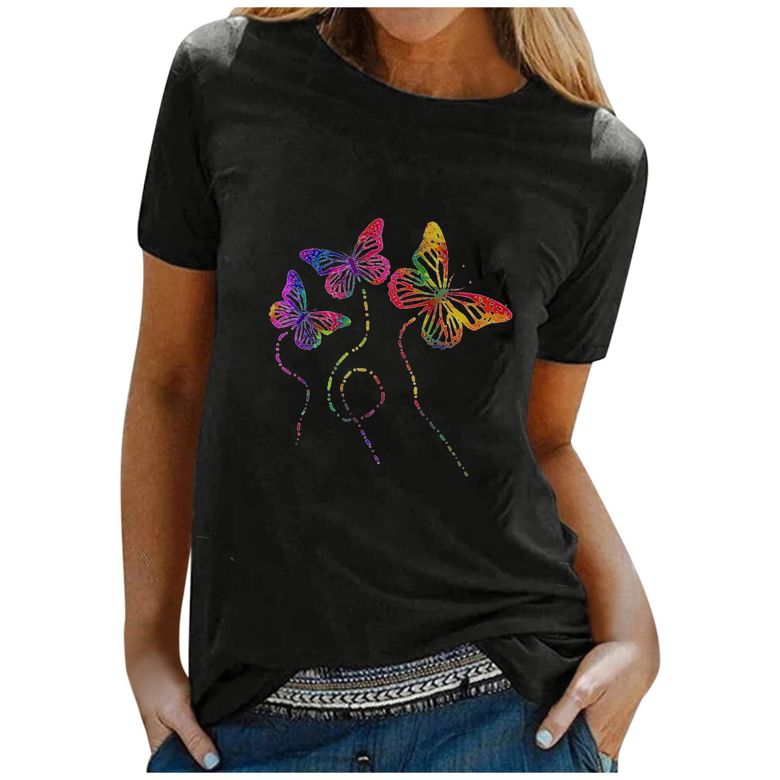 Women's Printed O-Neck Basic Pullover T-Shirt - Casual Party Wear & Reading Comfort - Perfect for Everyday Outfits, Social Gatherings, and Relaxing at Home