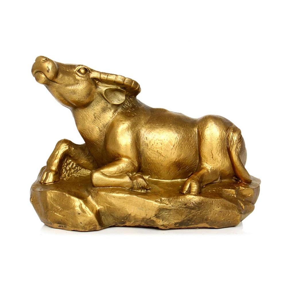 Chinese Zodiac Ox Brass Statue - Feng Shui Home Decor, Lucky Taurus Gift, Handcrafted Metal Artwork for Office Desk, Living Room & Wealth Corner Decoration