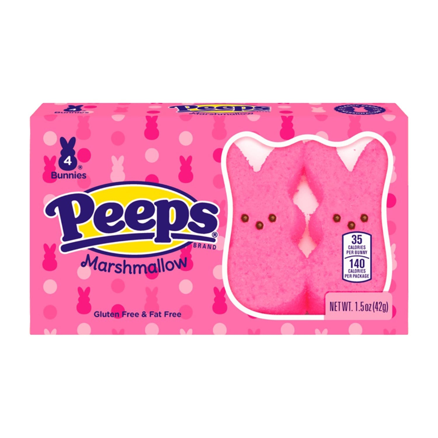 Just Born Peeps Pink Marshmallow Bunnies (4 Pack) - Easter Candy Treats for Kids, Party Favors & Holiday Gifts | Perfect for Easter Baskets, Classroom Rewards & Birthday Celebrations