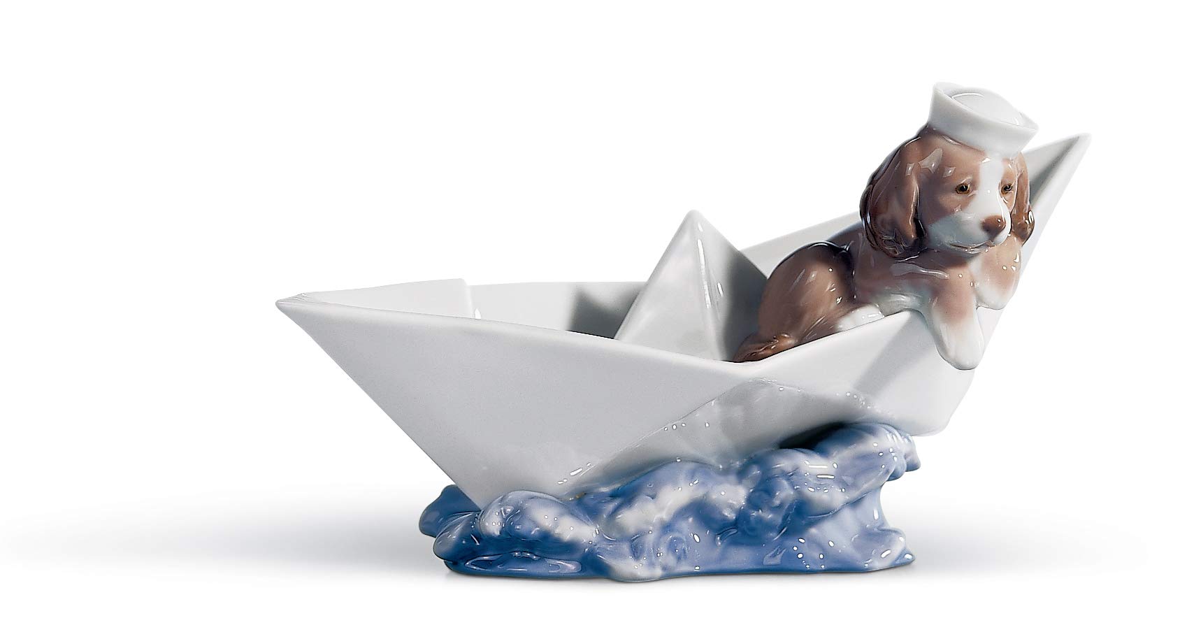 LLADRÓ Little Stowaway Dog Figurine - Handcrafted Porcelain Dog Statue for Home Decor, Gift & Collectible | Perfect for Shelf Display, Office Desk & Living Room Accent