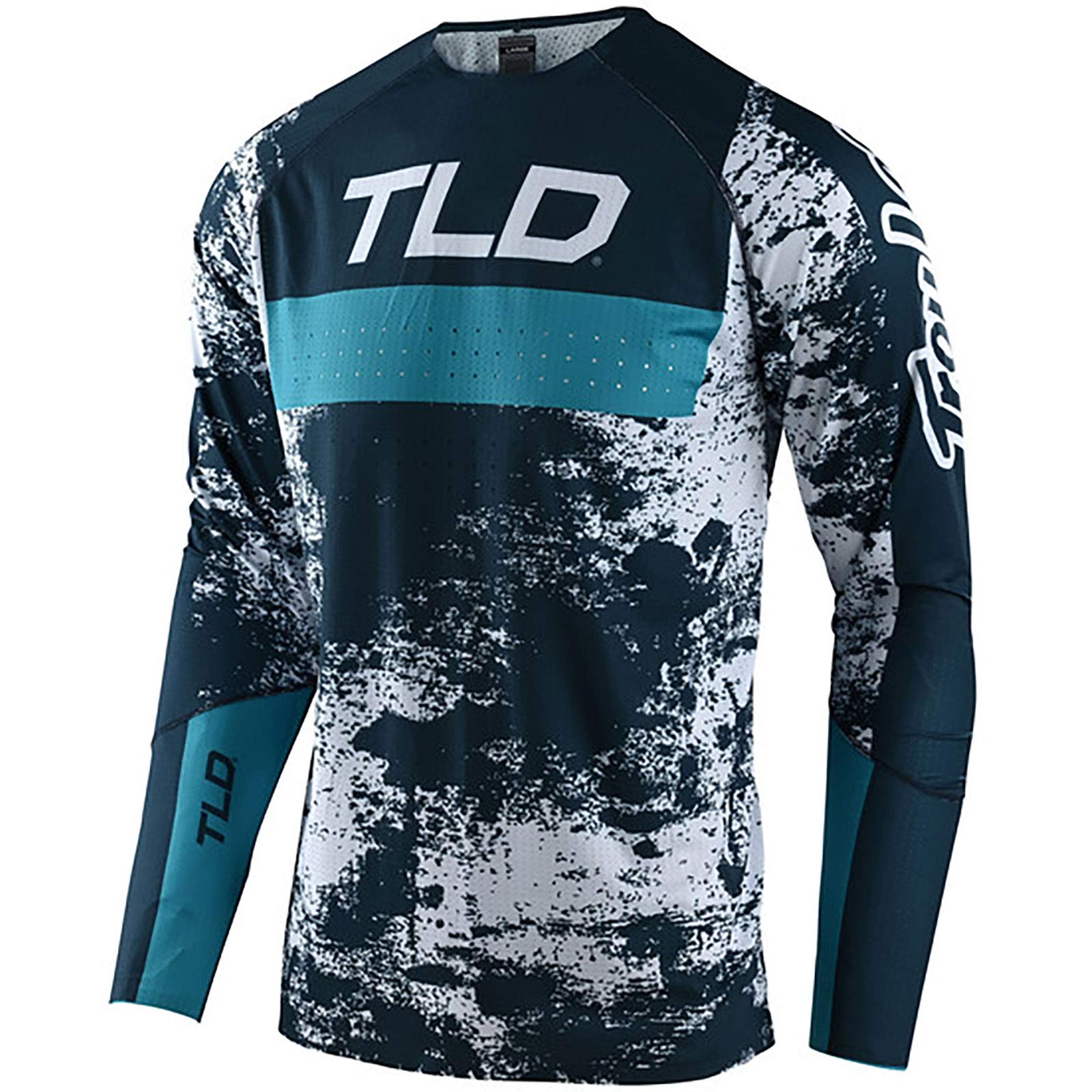 Troy Lee Designs Men's Downhill BMX Mountain Bike Sprint Ultra Long Sleeve Jersey - Grime Marine/Blue - Durable MTB Cycling Jersey for Trail Riding & Extreme Sports