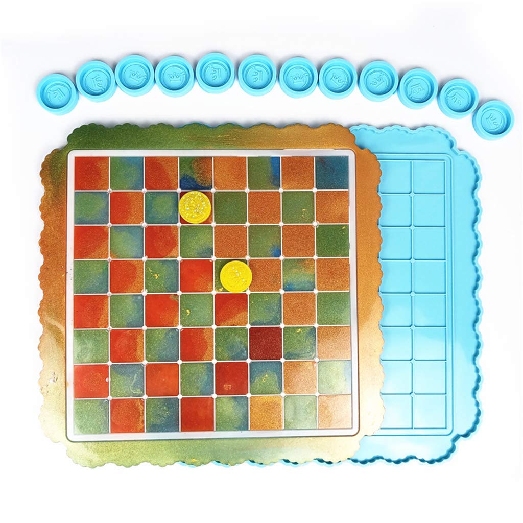 2-Piece DIY Checker Resin Mold Set - Make Your Own International Chess Board - Epoxy Resin Casting Molds for DIY Home Decor & Art Crafts - Perfect for Game Nights, Gift Making, and Creative Projects