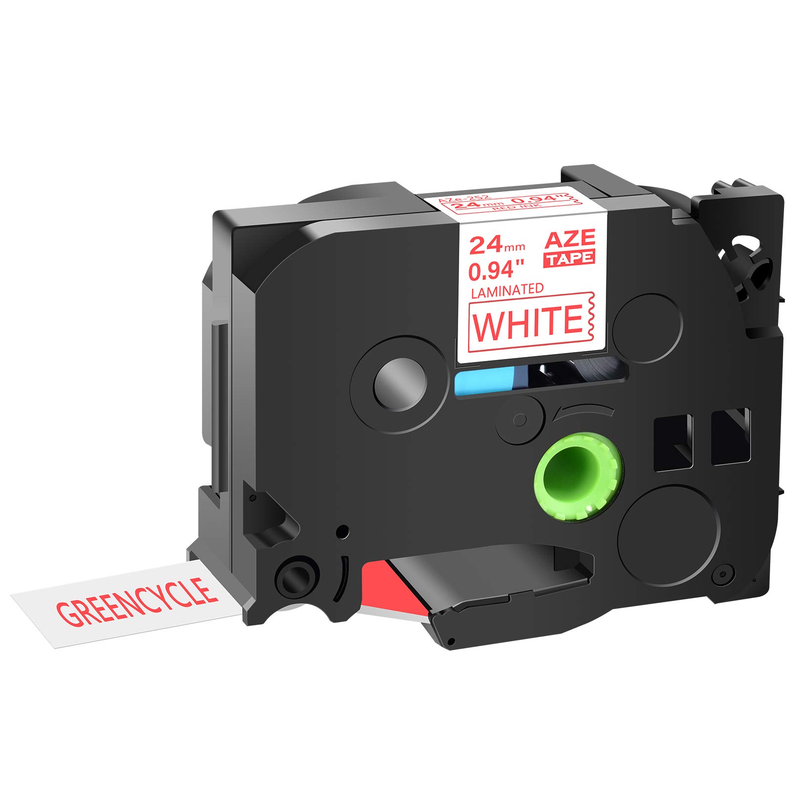 GREENCYCLE Compatible Brother TZe-252 Label Tape 24mm (0.94 Inch) - 50 Pack Red on White Laminated Cartridge for PT2730 PT9600 PTD600VP PTD800W PTH500LI PTP700 PTP710BT PTP750 - Perfect for Office Labeling, Shipping & Organizing