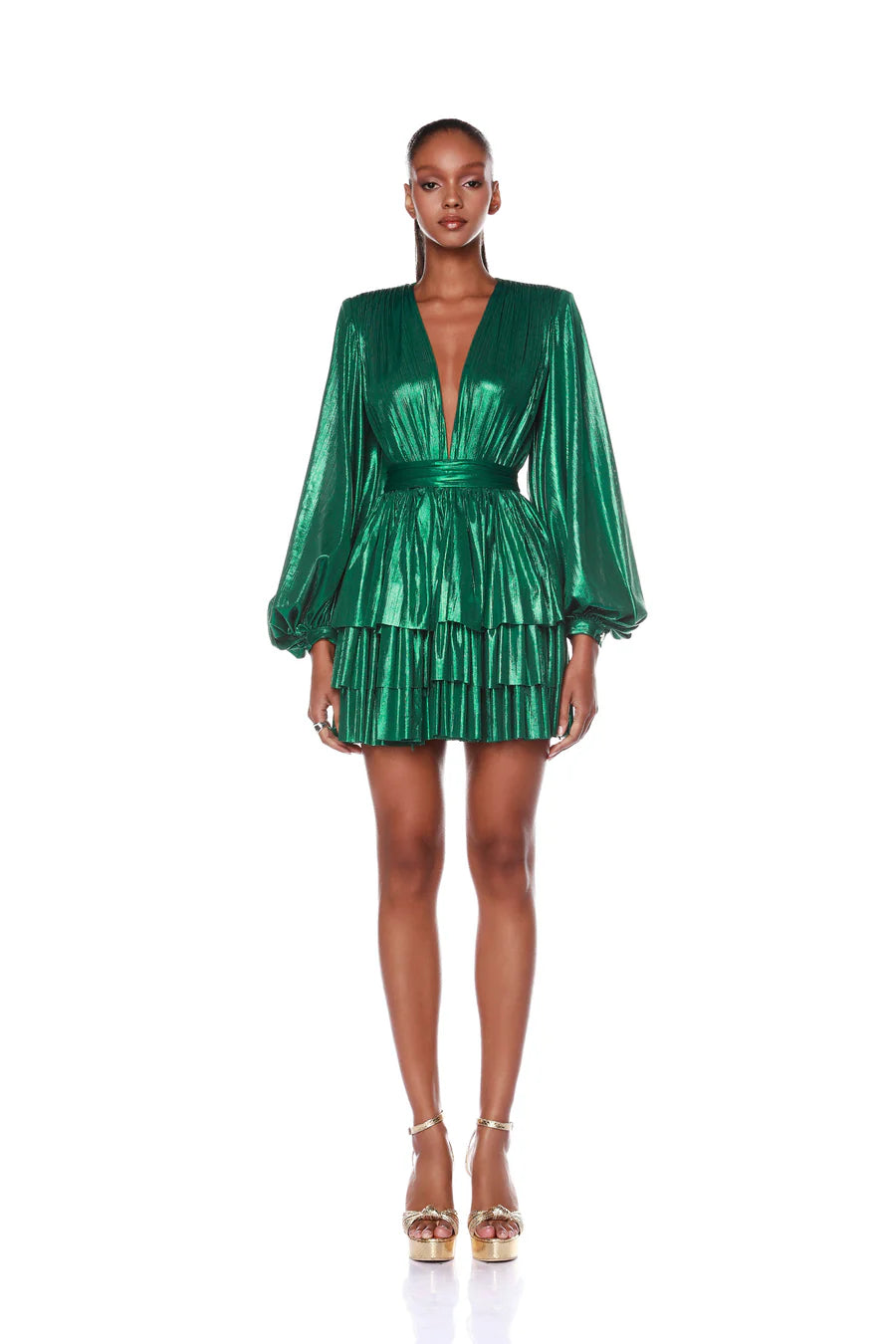 Stylish Bedouin Metallic Mini Dress in Green - Perfect for Night Out, Party & Special Occasions