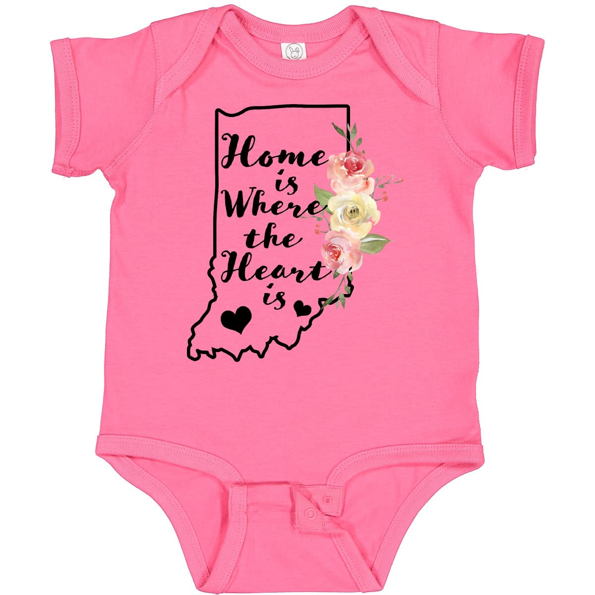Inktastic Indiana Home Is Where the Heart Is Watercolor Baby Bodysuit - Soft Cotton Onesie for Newborns & Infants - Perfect for Family Photos, Holidays & Everyday Wear