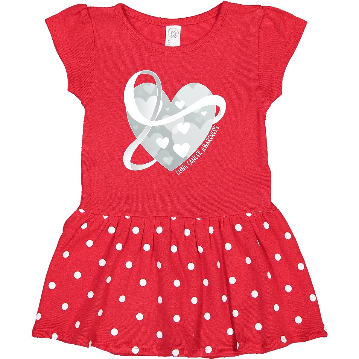 Inktastic Lung Cancer Awareness White Ribbon Heart Print Infant Dress - Cute Baby Outfit for Charity Events & Support Walks