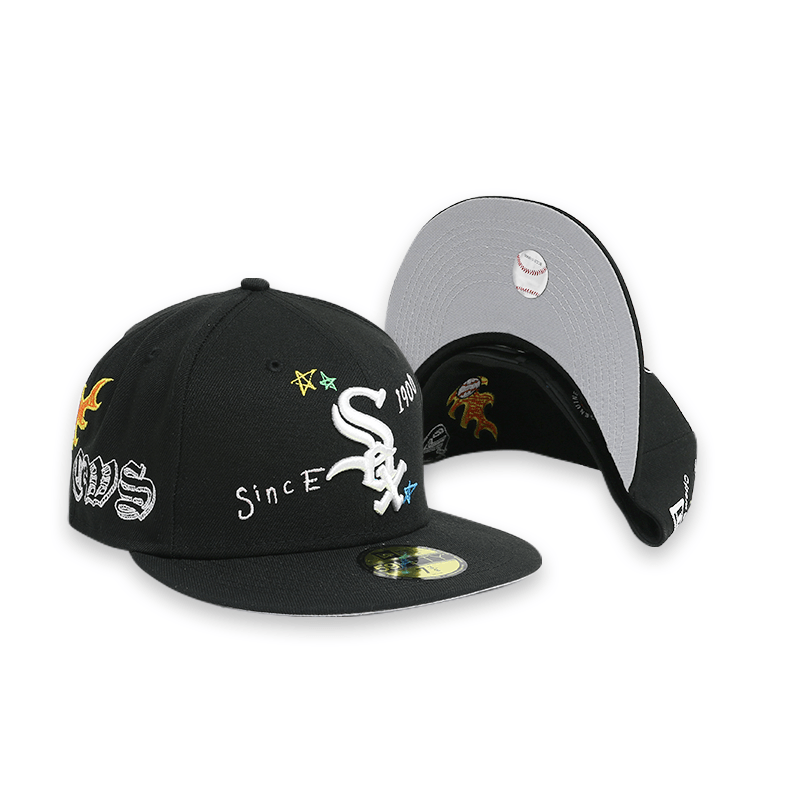 Chicago White Sox Scribble Black 59FIFTY Fitted Hat for Men - Official MLB Baseball Cap for Games, Streetwear & Sports Fashion