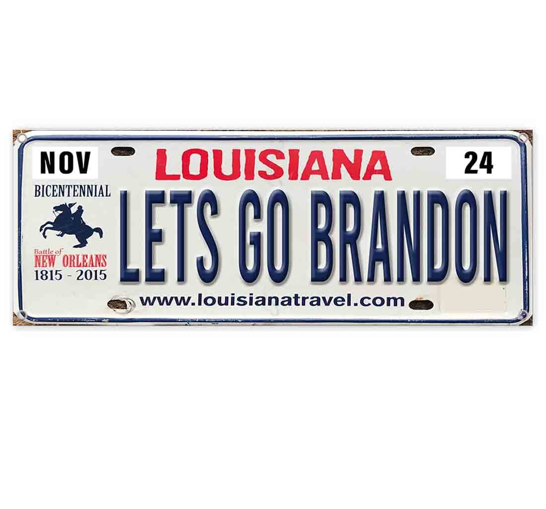 Lets Go Brandon Heavy-Duty Vinyl License Plate Banner - 13 oz Non-Fabric with Metal Grommets | Louisiana, MAGA, Pro-Trump, Anti-Biden, Election Decor | Perfect for Car Bumper, Tailgate Parties & Political Rallies