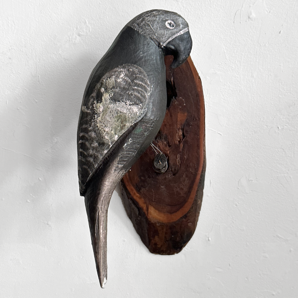 Handmade Black Forest Wooden Carved Parrot Decoration (#527) - Unique Home Decor, Gift Idea for Bird Lovers & Collectors