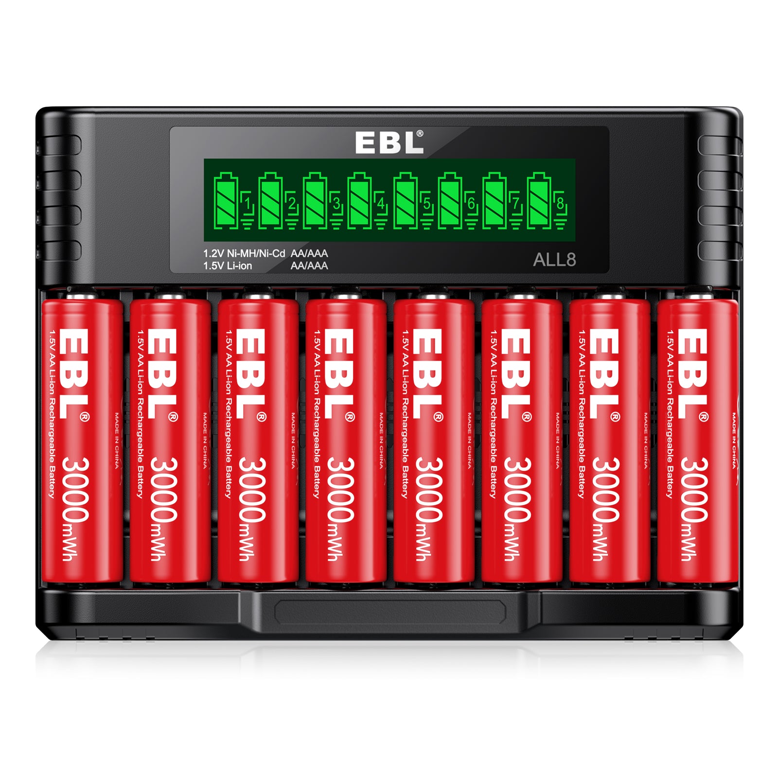 EBL 8 Pack 1.5V Lithium AA AAA Rechargeable Batteries with USB Charger - Long Lasting Power for Cameras, Flashlights, Toys & More
