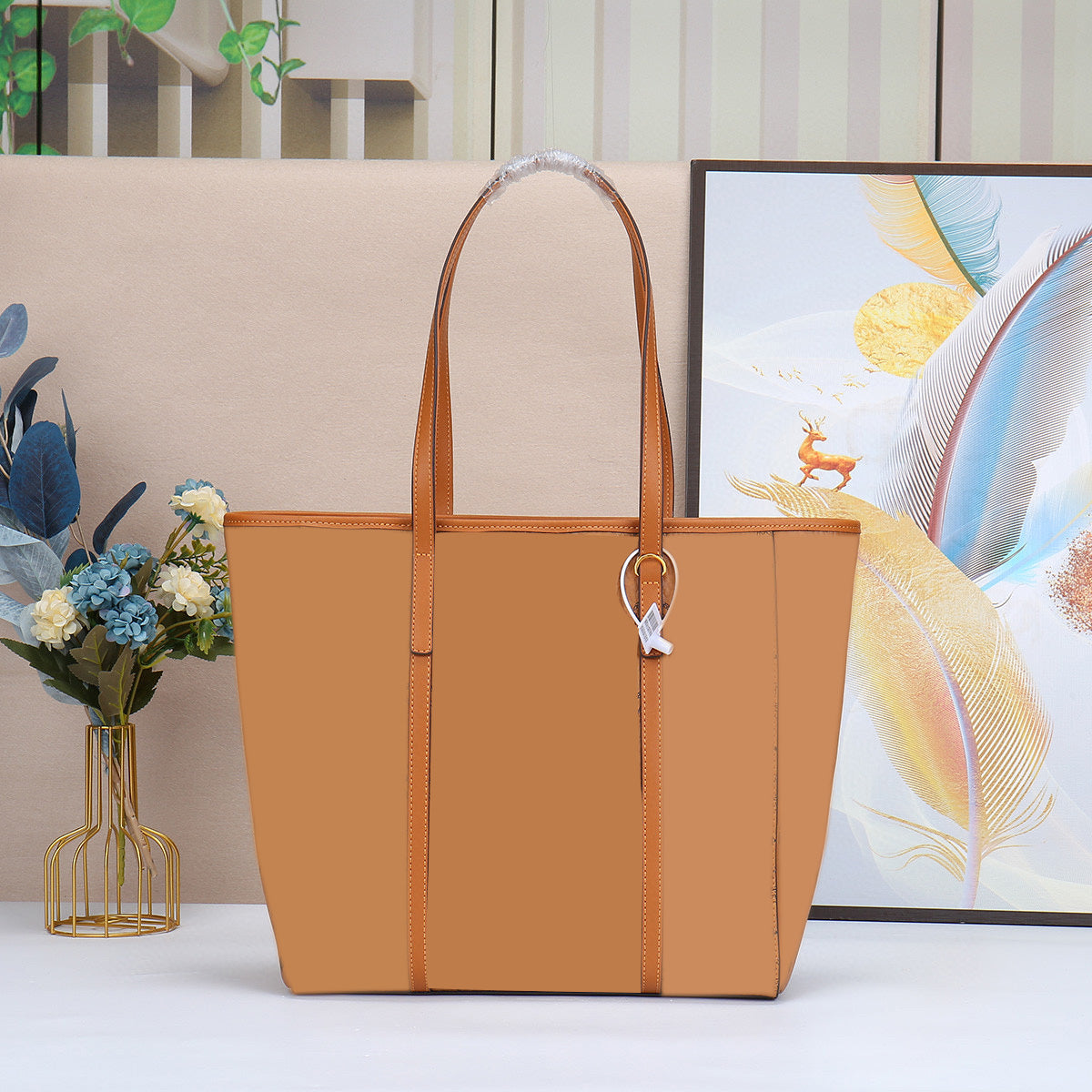 MCM Brown Leather Tote Bag for Women - Stylish Designer Handbag for Work, Travel & Everyday Use